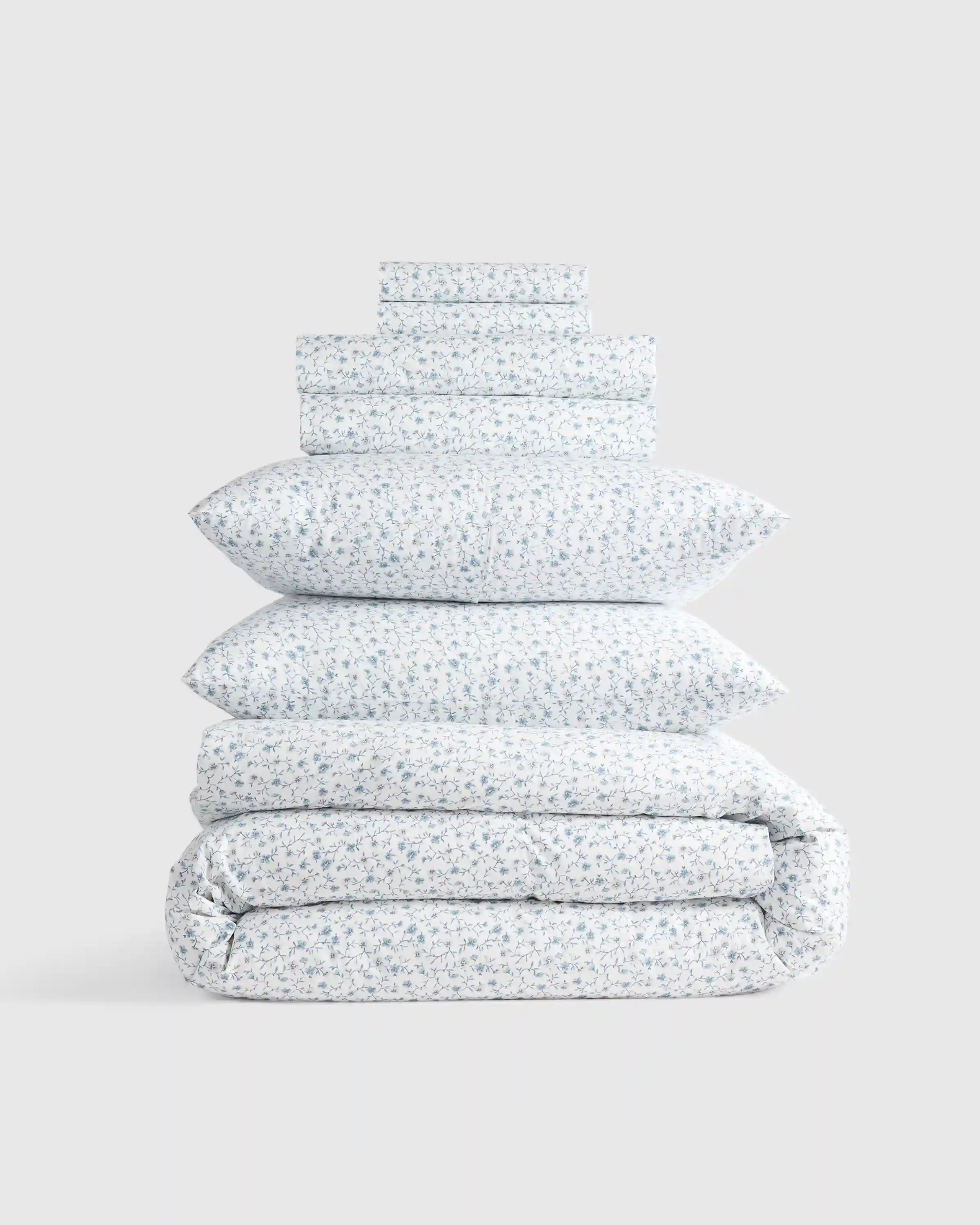 Organic Crisp Percale Floral Deluxe Bedding Bundle