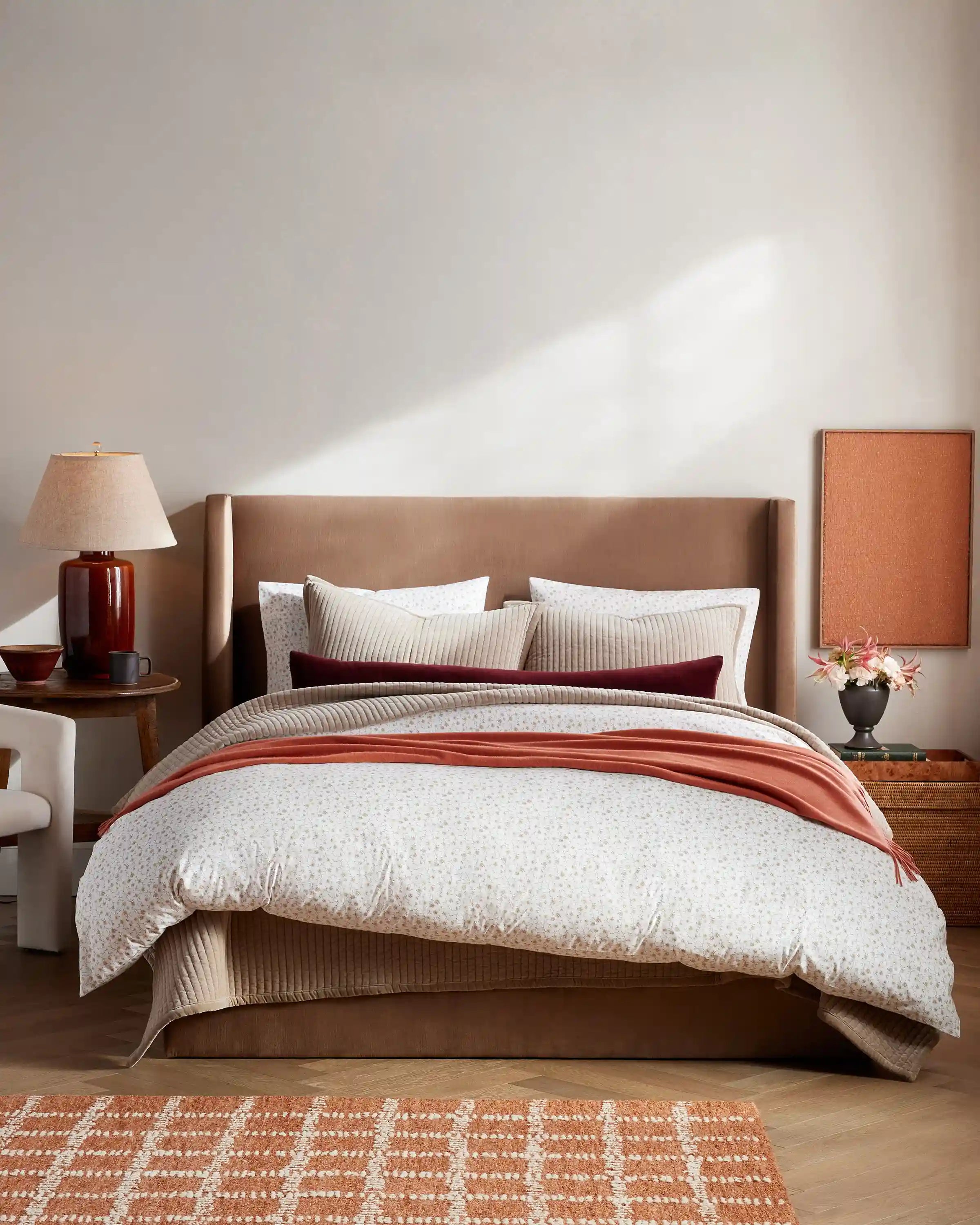 Organic Crisp Percale Floral Deluxe Bedding Bundle