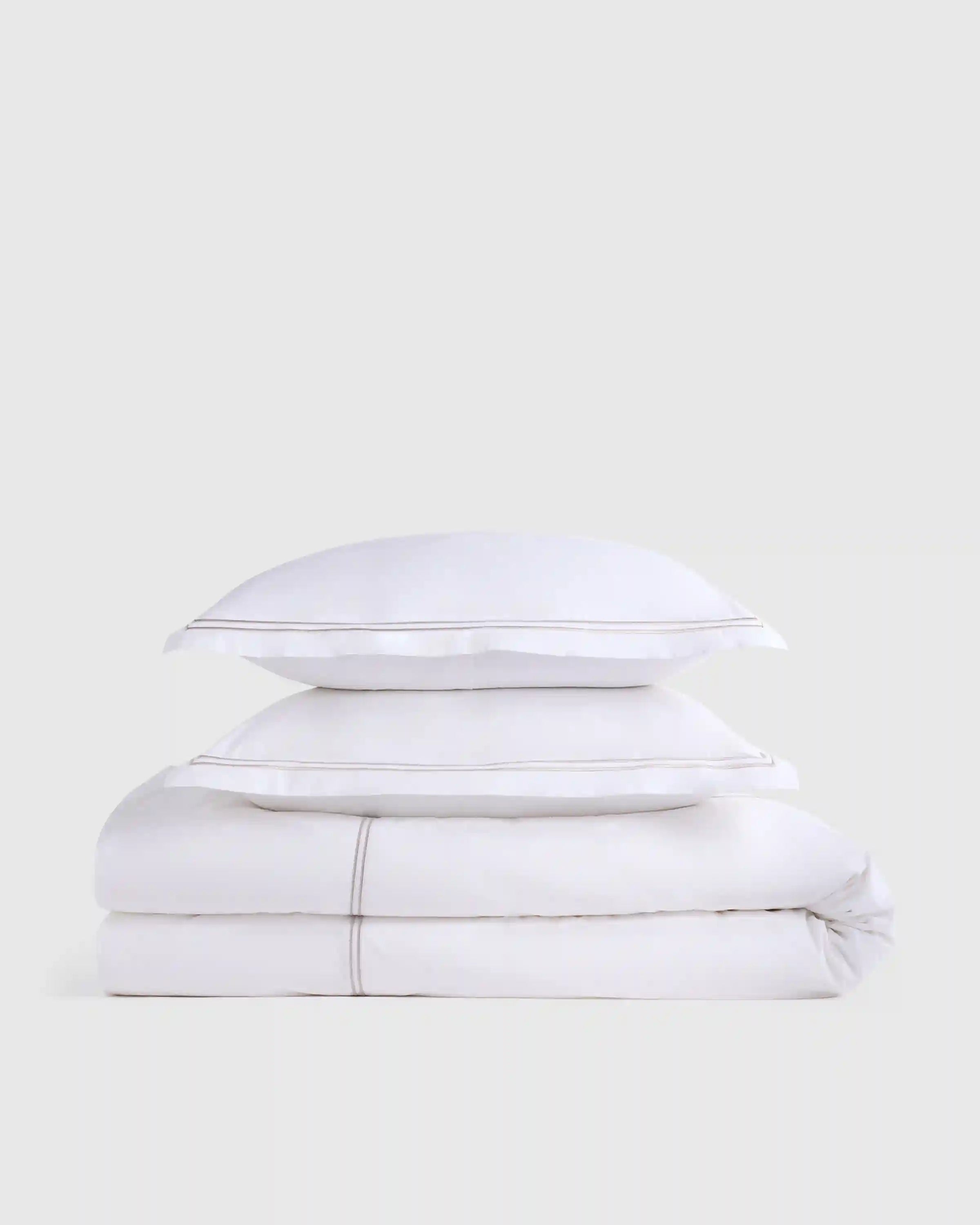 Organic Crisp Percale Embellished Duvet Cover Set
