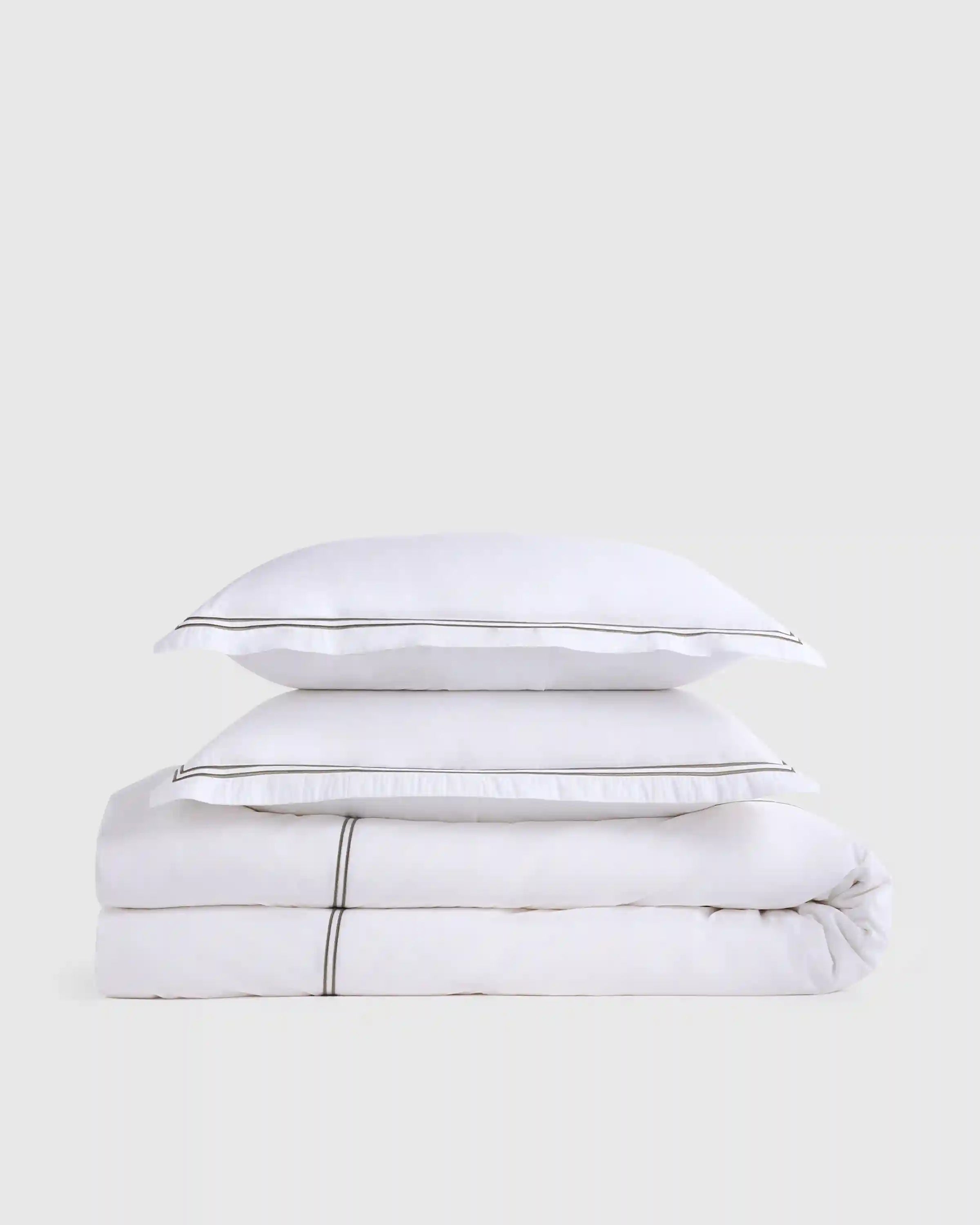 Organic Crisp Percale Embellished Duvet Cover Set
