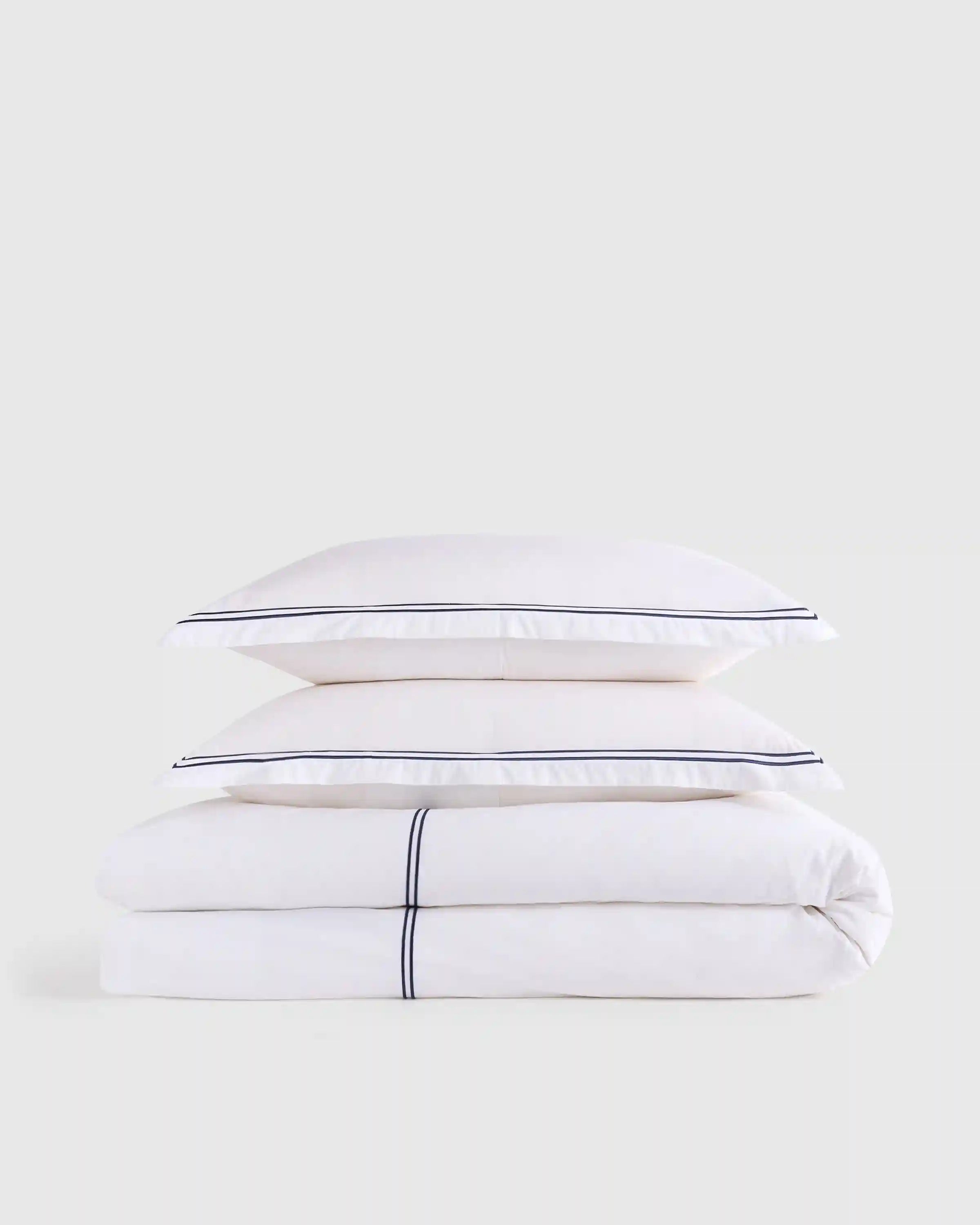 Organic Crisp Percale Embellished Duvet Cover Set