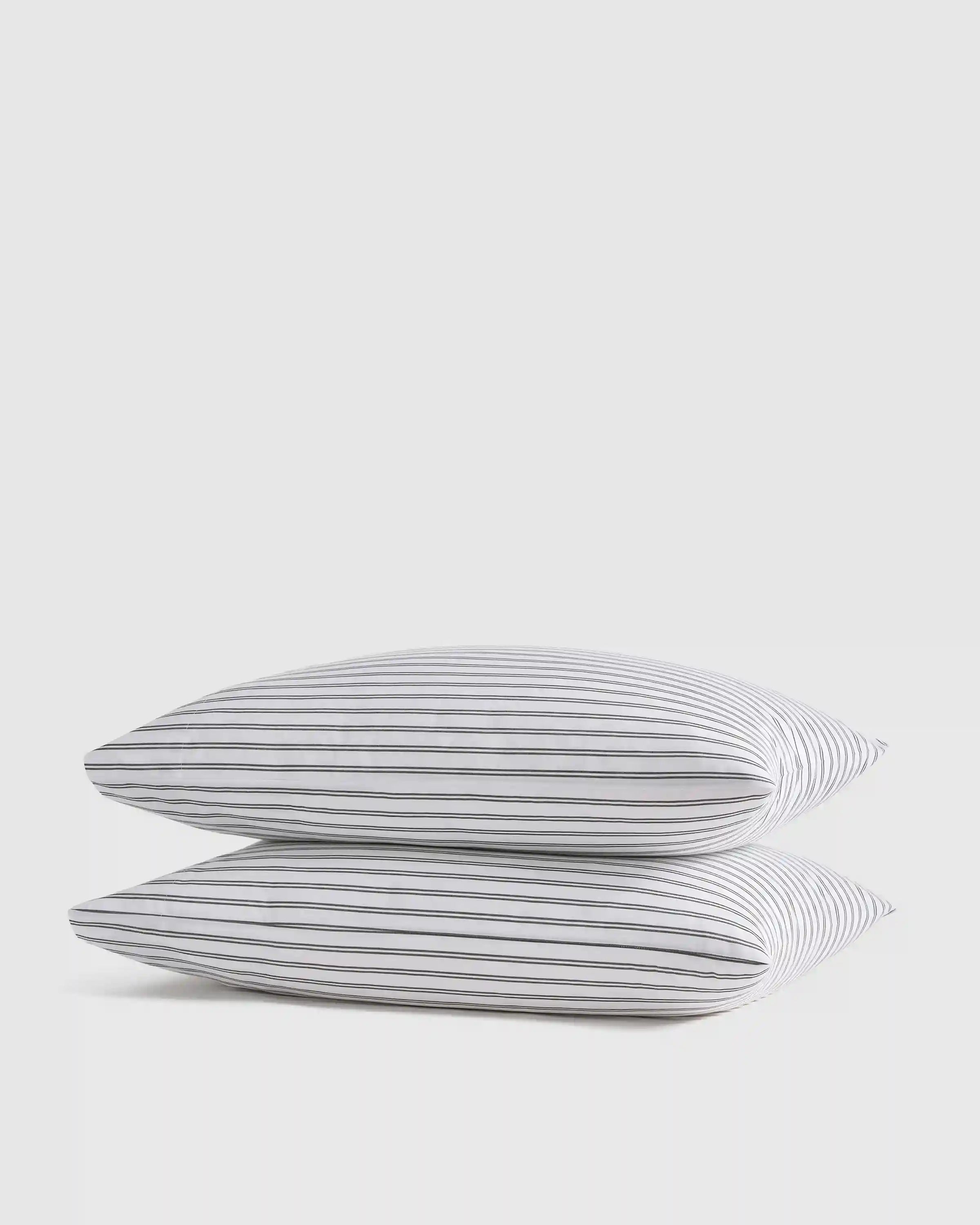 Organic Crisp Percale Double Stripe Pillowcase Set