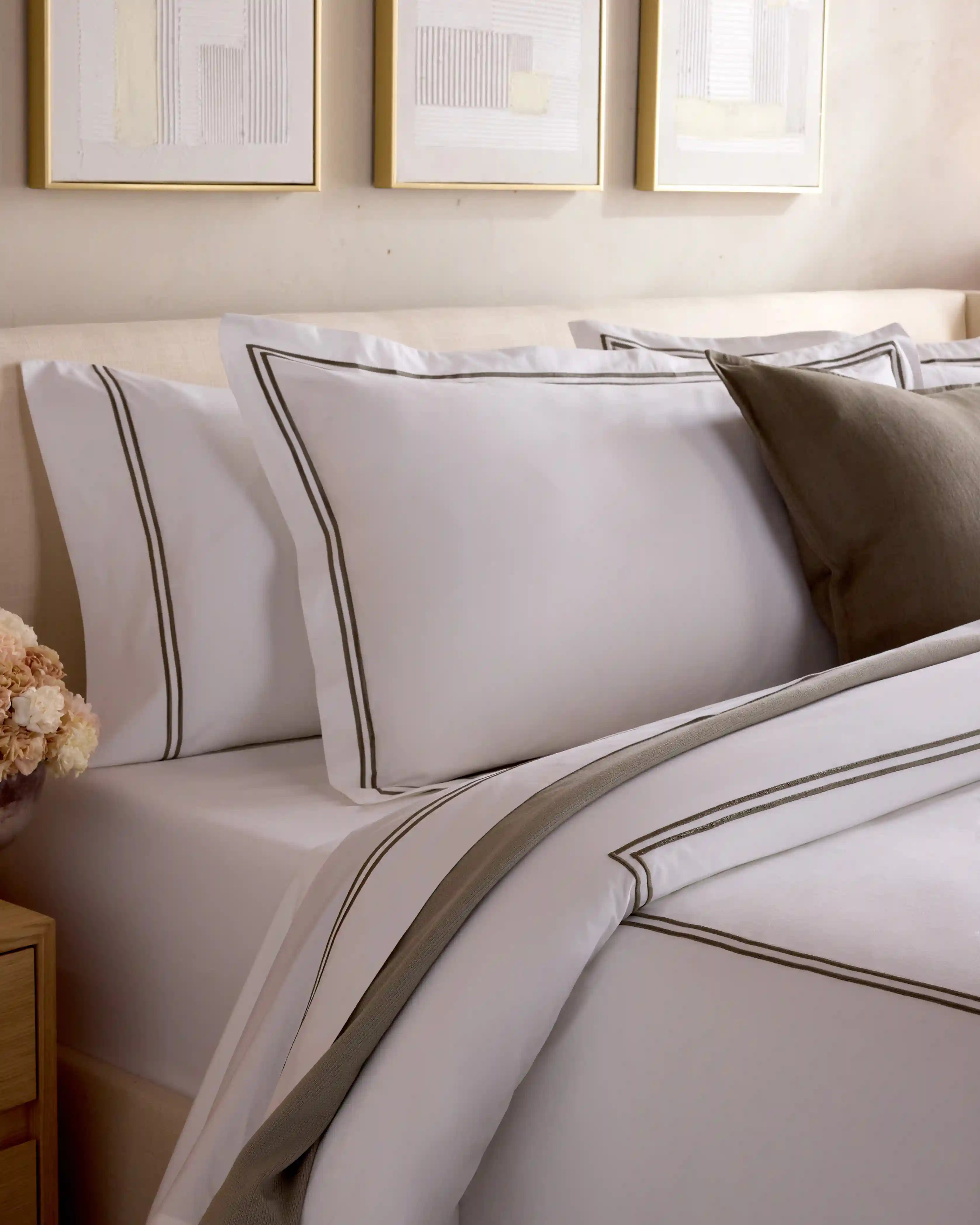 Organic Crisp Percale Embellished Duvet Cover Set