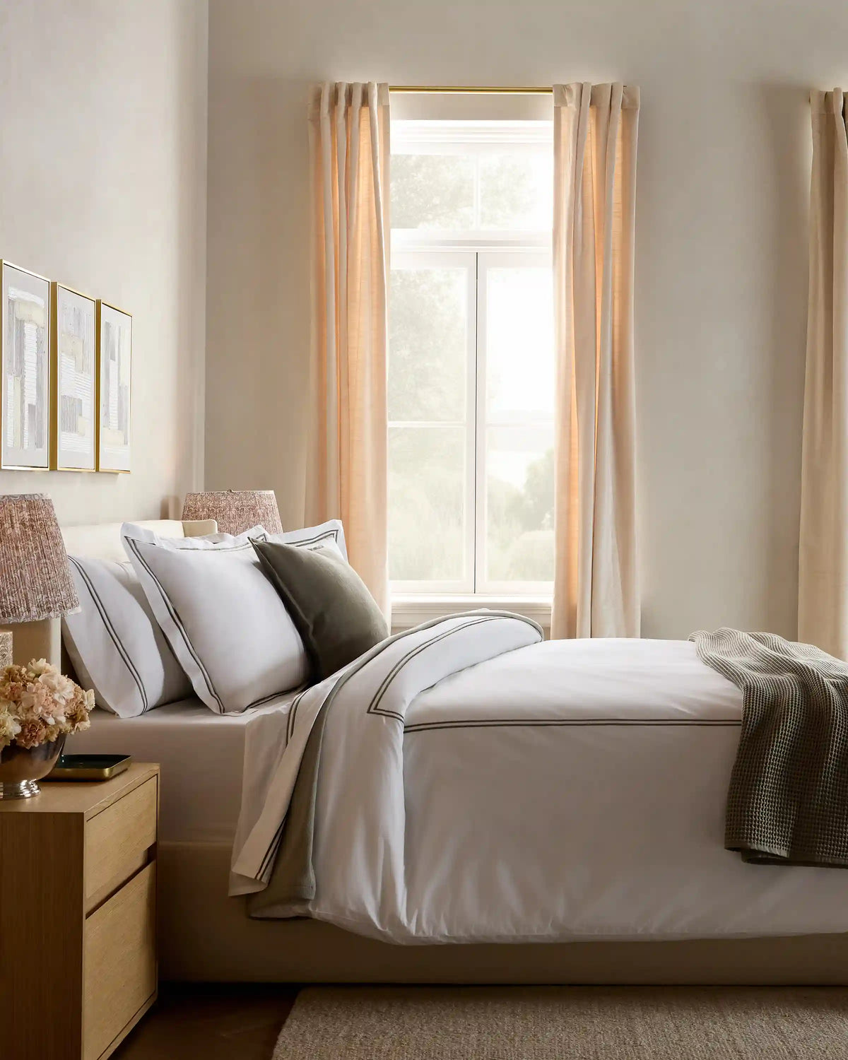 Organic Crisp Percale Embellished Deluxe Bedding Bundle