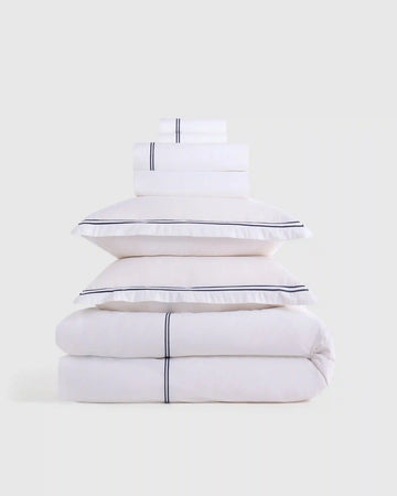 Organic Crisp Percale Embellished Deluxe Bedding Bundle