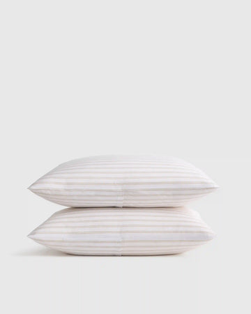 Organic Crisp Percale Double Stripe Sham Set