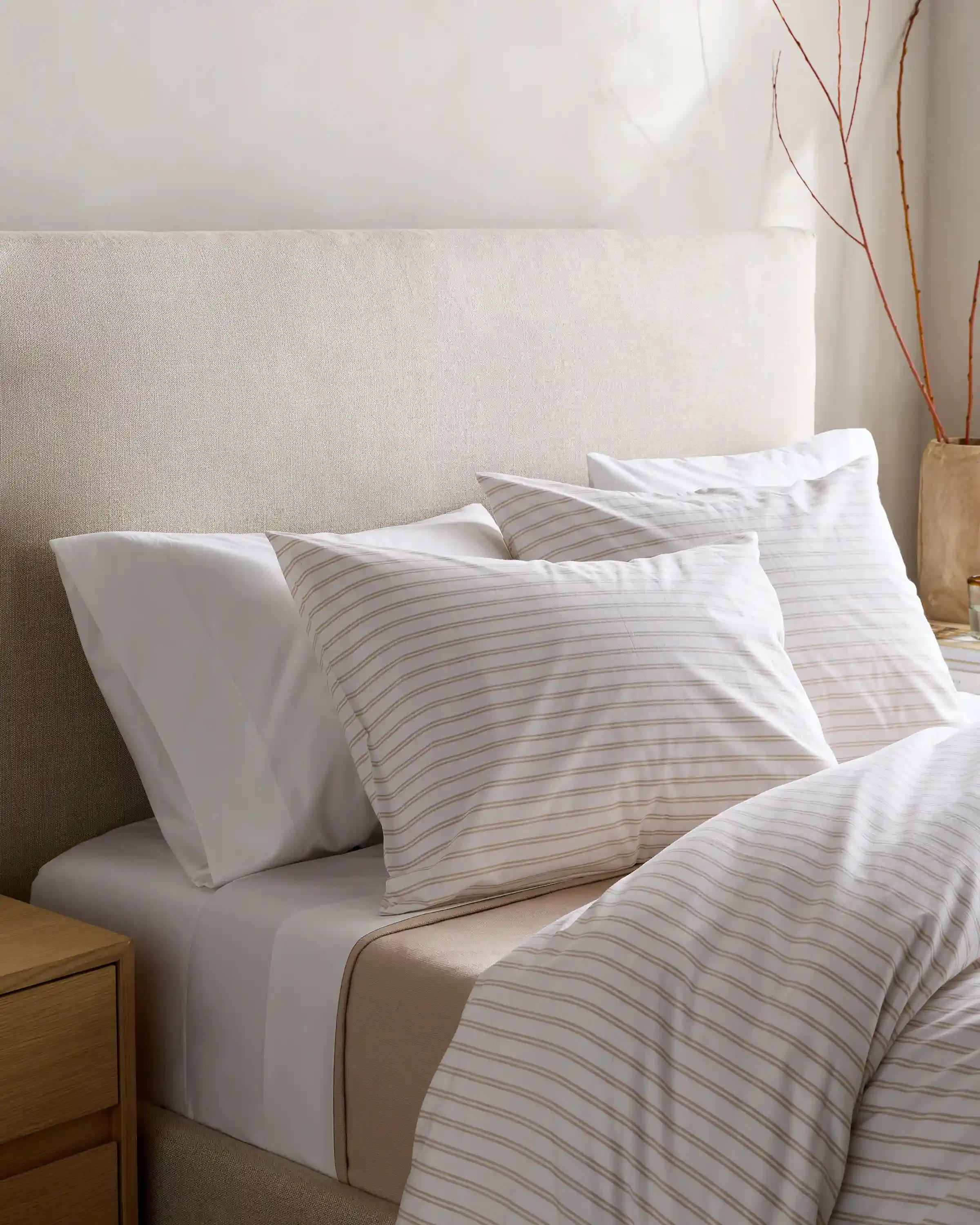 Organic Crisp Percale Double Stripe Duvet Cover Set