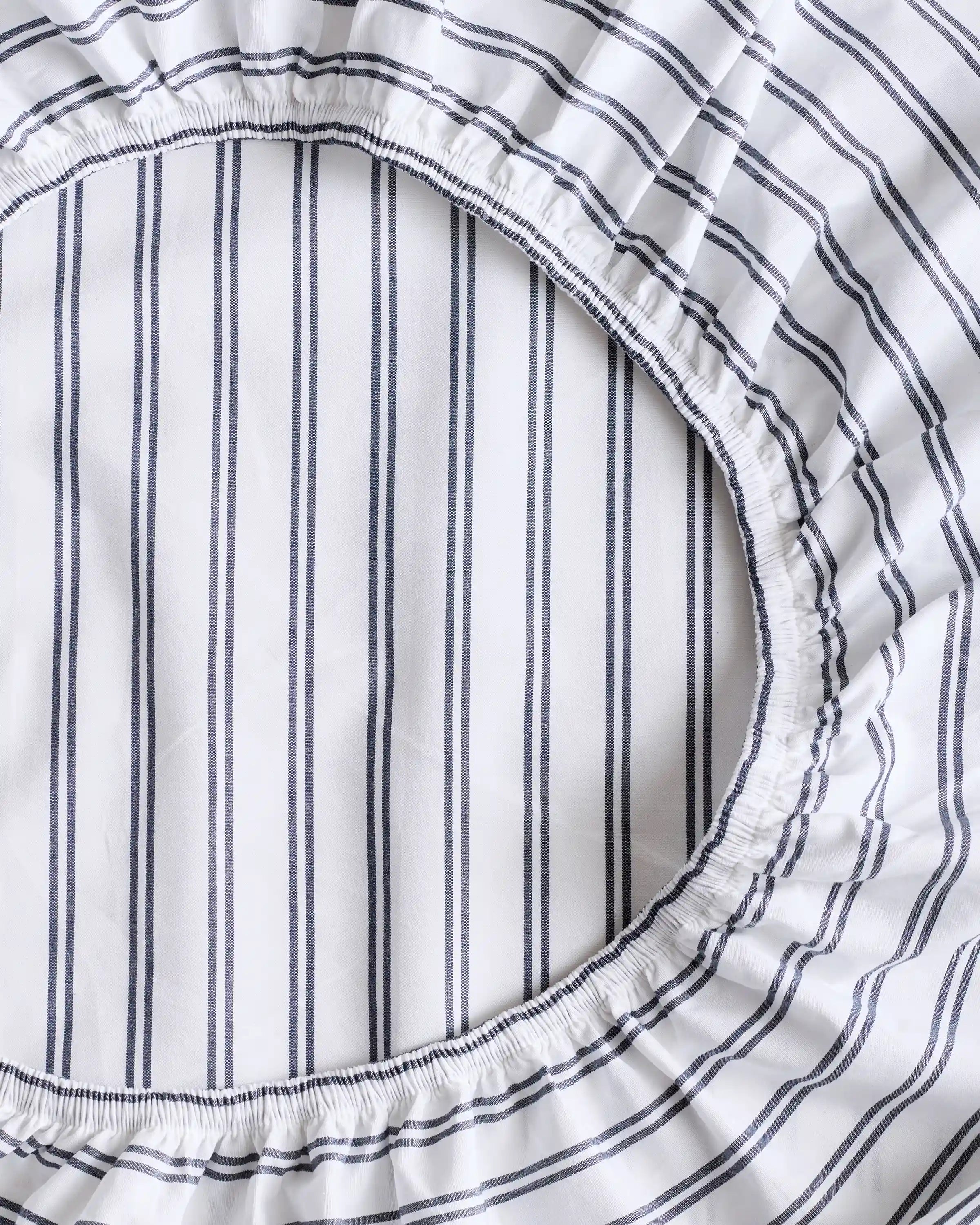 Organic Crisp Percale Double Stripe Sheet Set