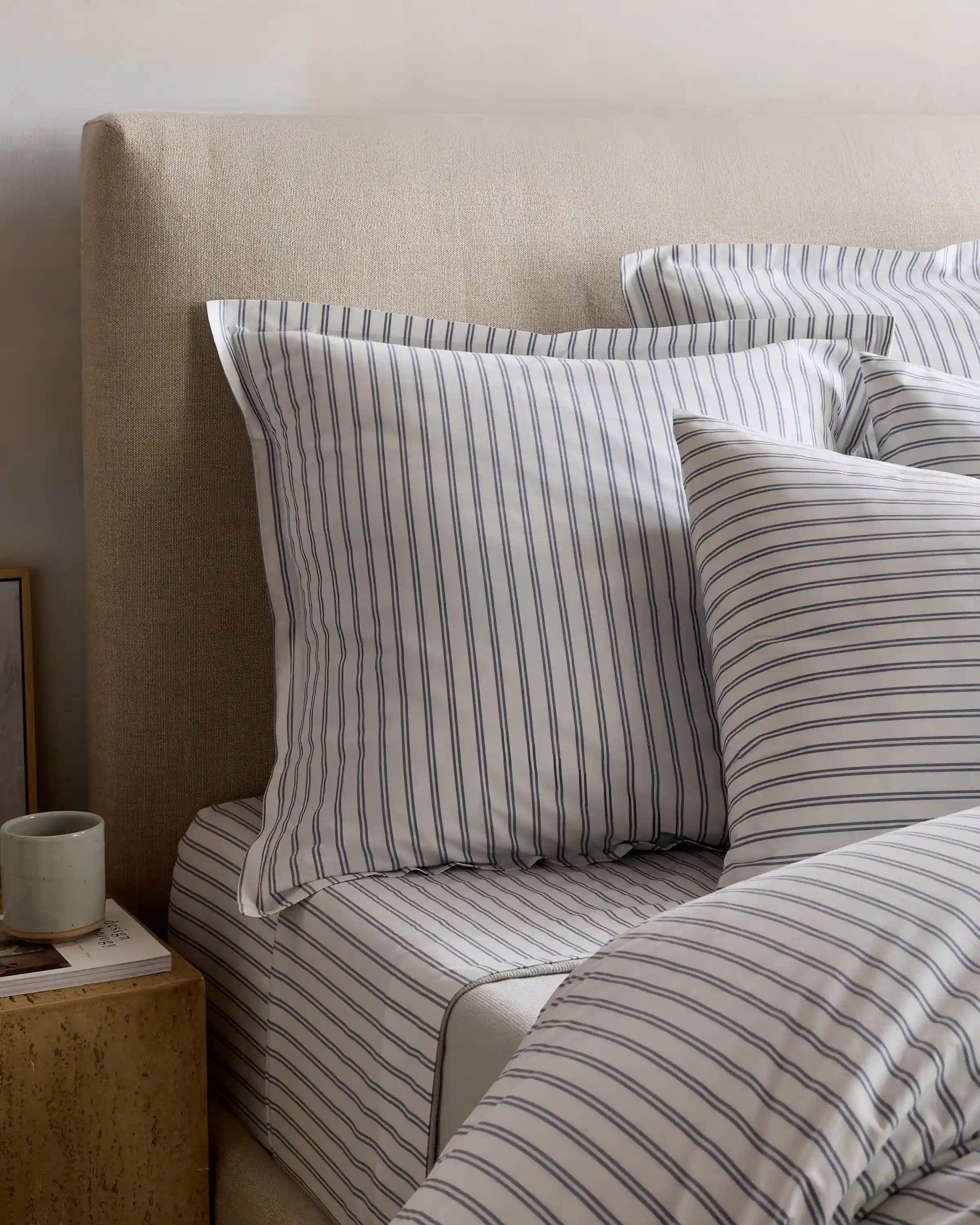 Organic Crisp Percale Double Stripe Euro Sham