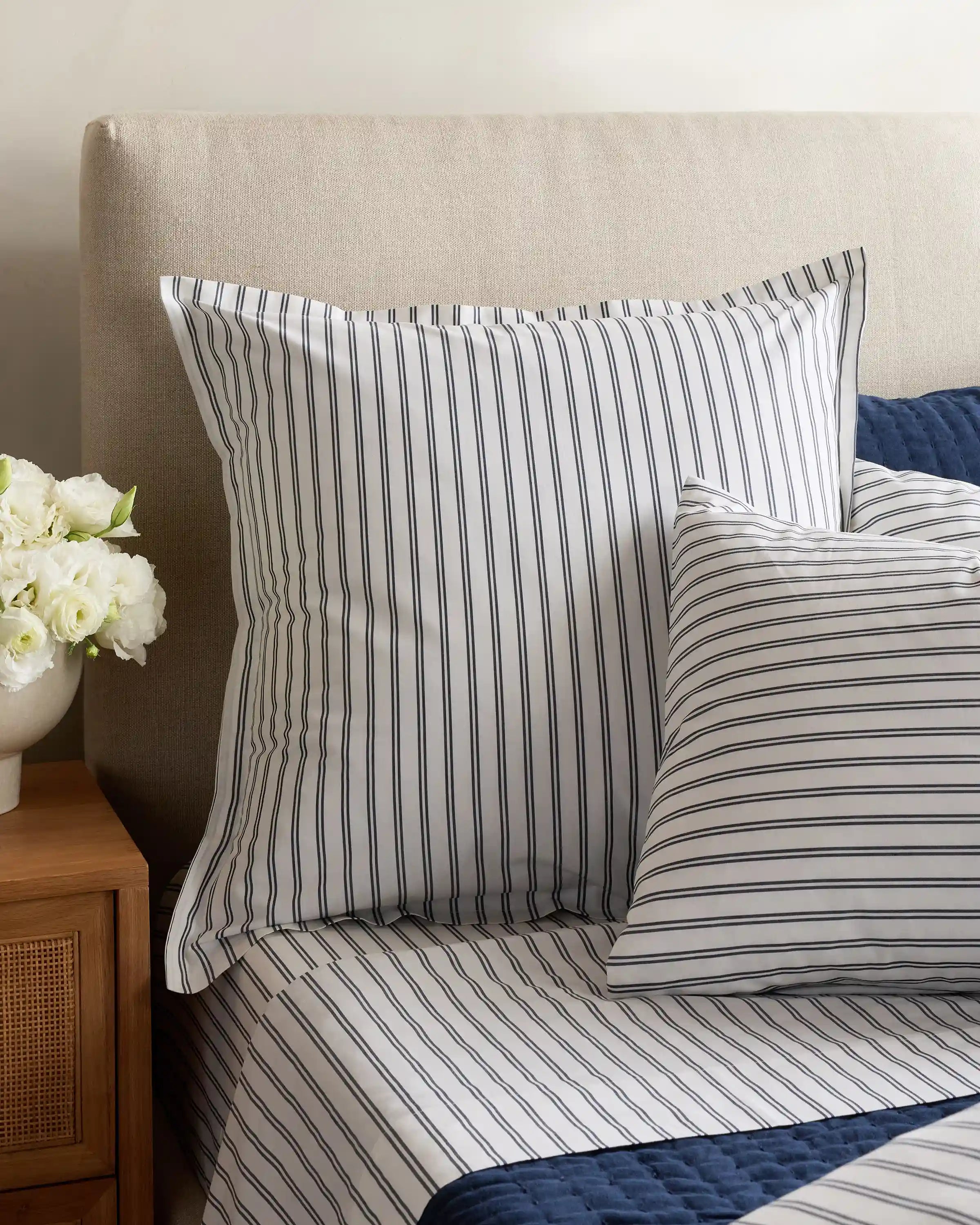 Organic Crisp Percale Double Stripe Euro Sham