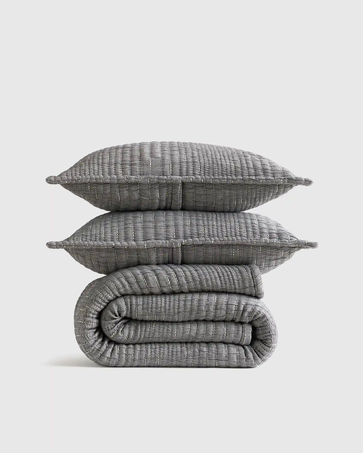 Organic Cotton Channel Stitch Coverlet Set