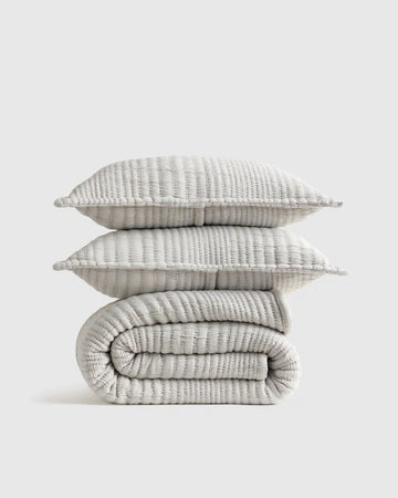 Organic Cotton Channel Stitch Coverlet Set