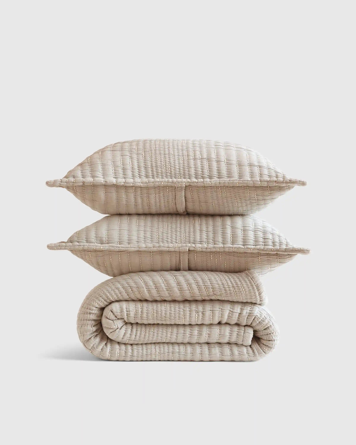 Organic Cotton Channel Stitch Coverlet Set