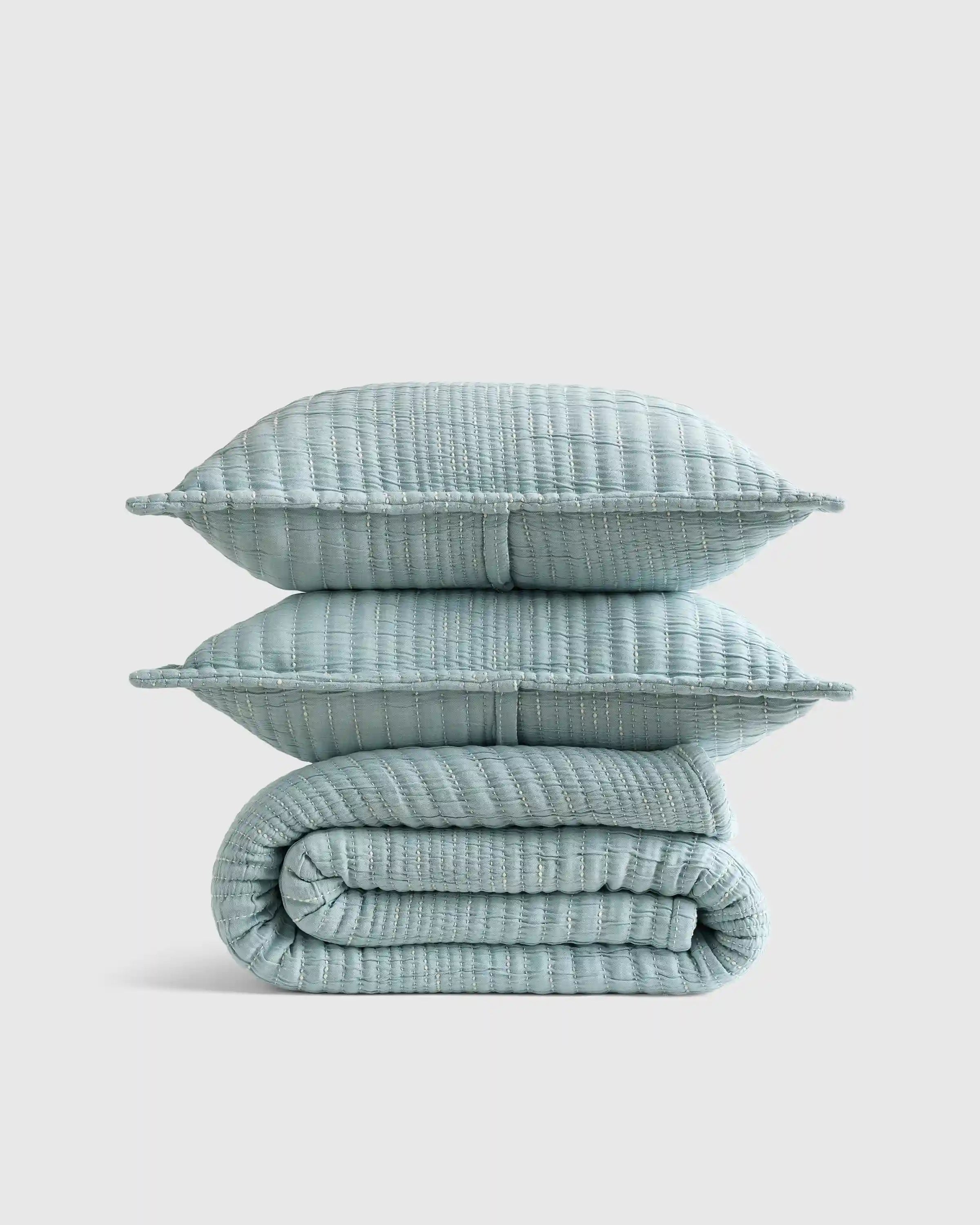 Organic Cotton Channel Stitch Coverlet Set