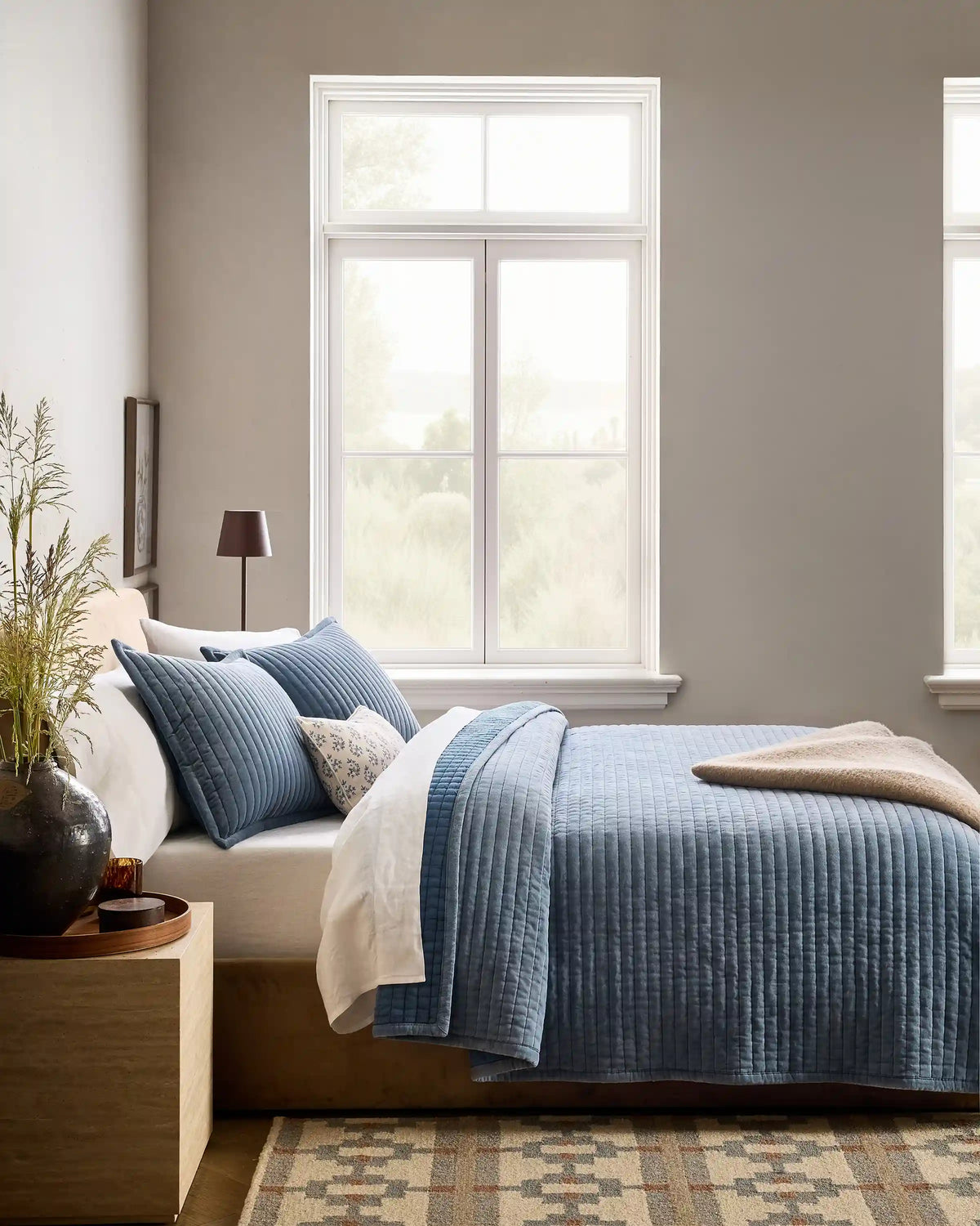 Cotton Velvet Horizontal Channel Quilt Set