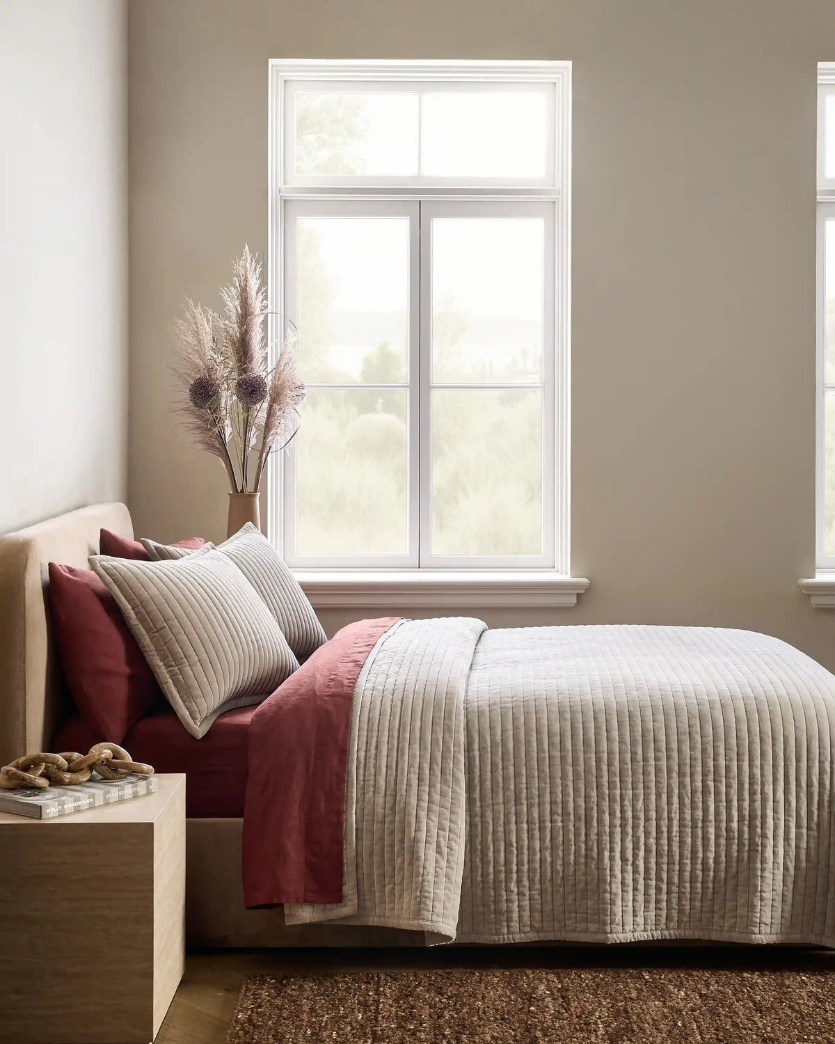 Cotton Velvet Horizontal Channel Quilt Set