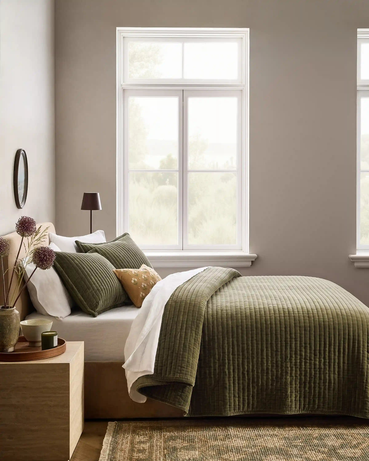 Cotton Velvet Horizontal Channel Quilt