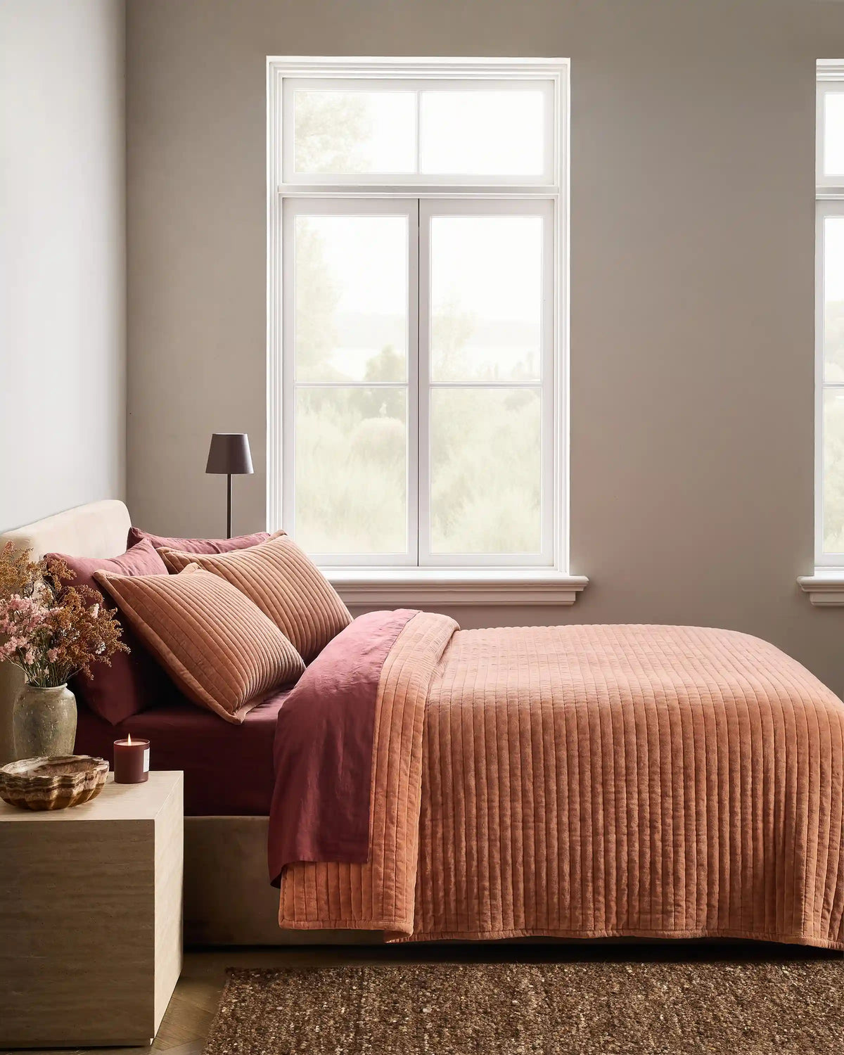 Cotton Velvet Horizontal Channel Quilt