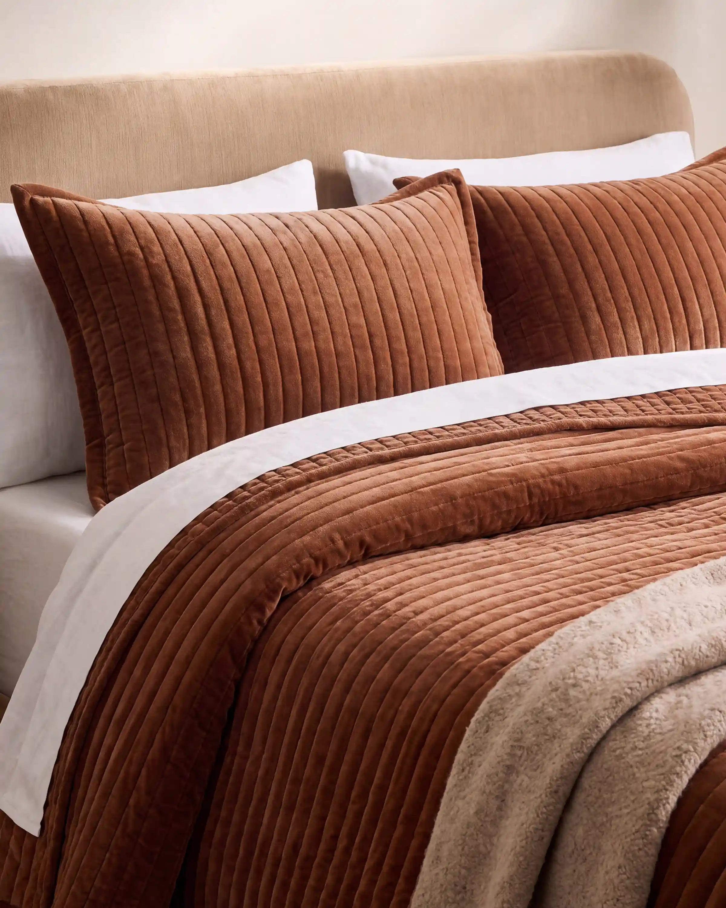 Cotton Velvet Horizontal Channel Quilt Set
