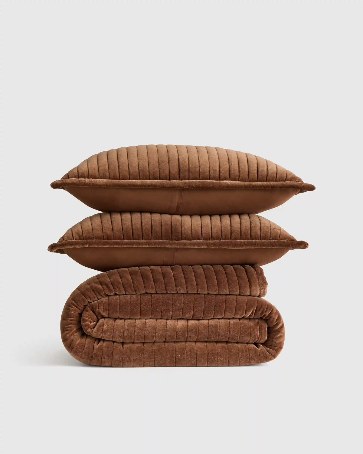 Cotton Velvet Horizontal Channel Quilt Set