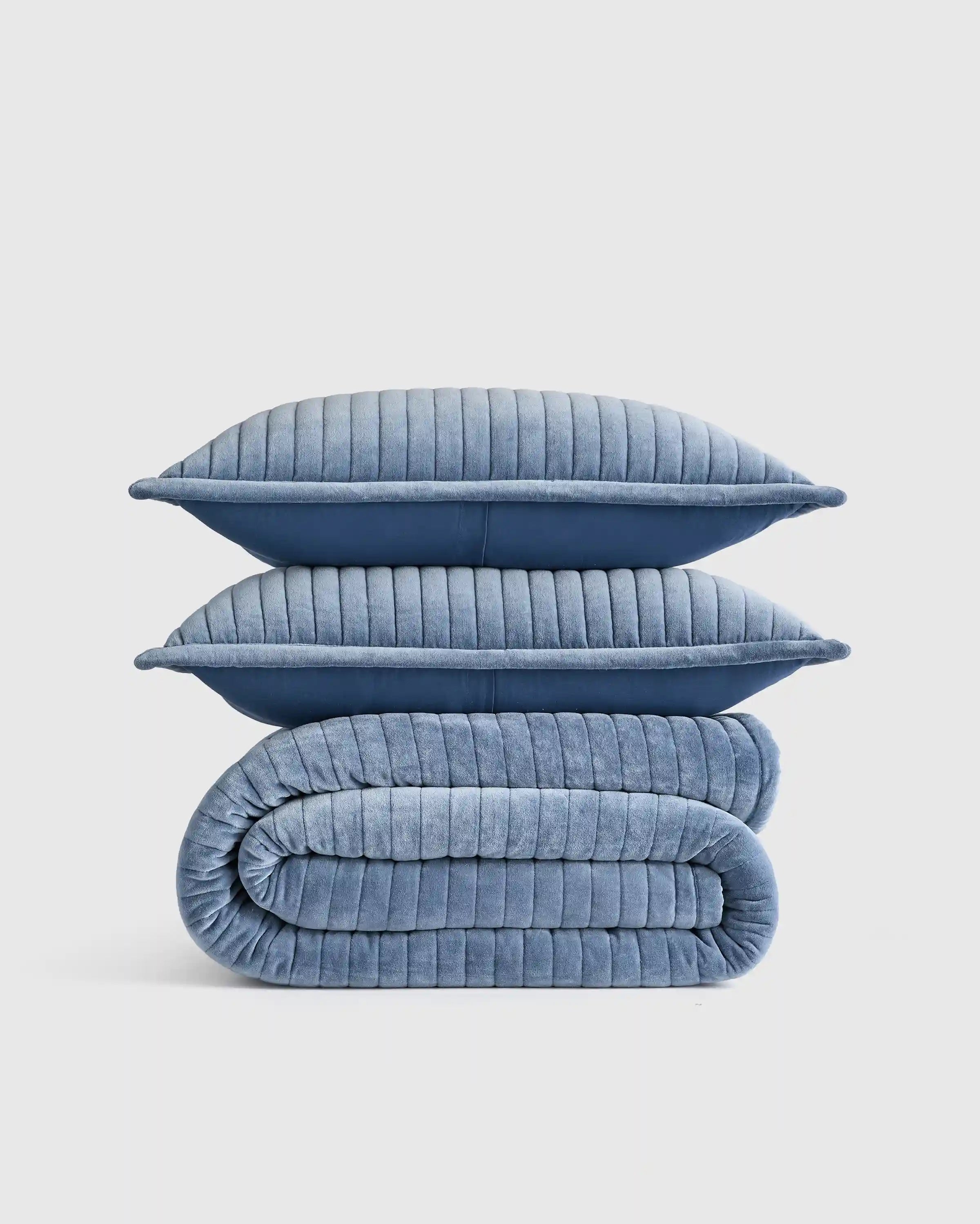 Cotton Velvet Horizontal Channel Quilt Set