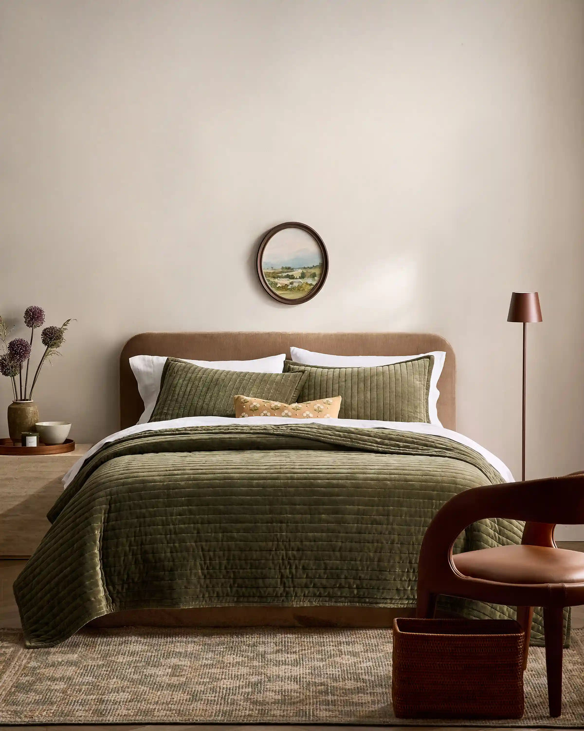 Cotton Velvet Horizontal Channel Quilt Set