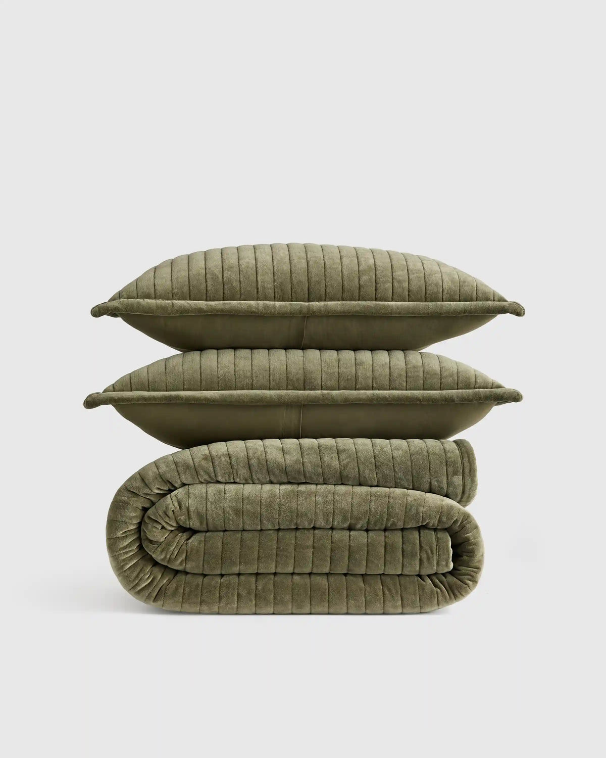 Cotton Velvet Horizontal Channel Quilt Set