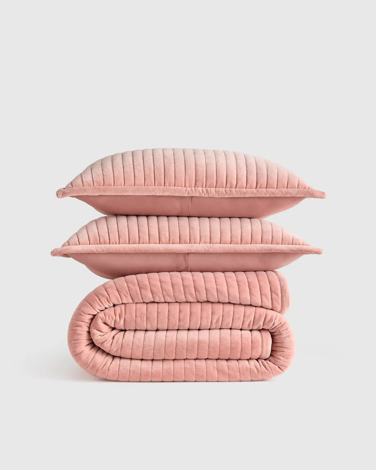 Cotton Velvet Horizontal Channel Quilt Set