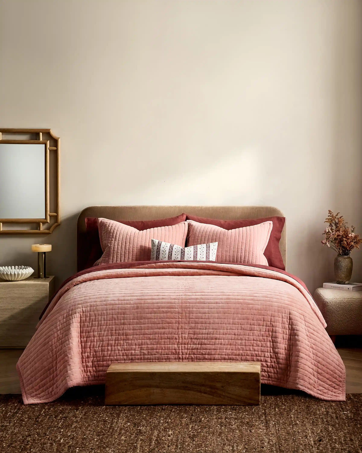 Cotton Velvet Horizontal Channel Quilt