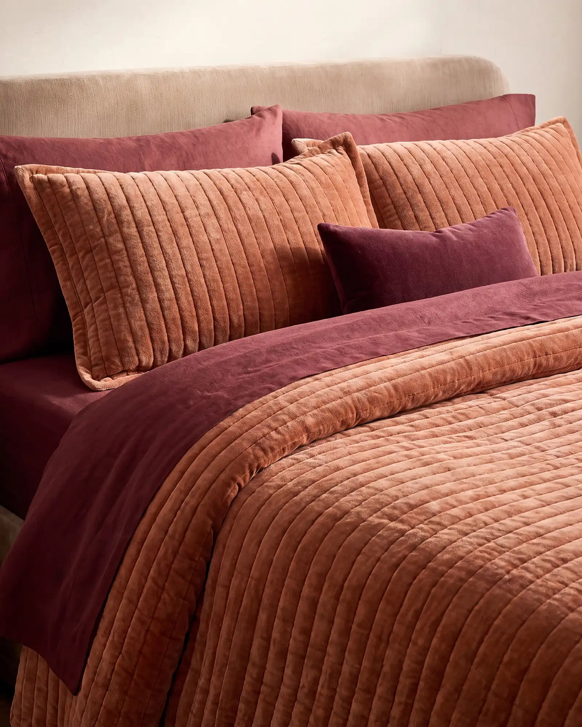 Cotton Velvet Horizontal Channel Quilt