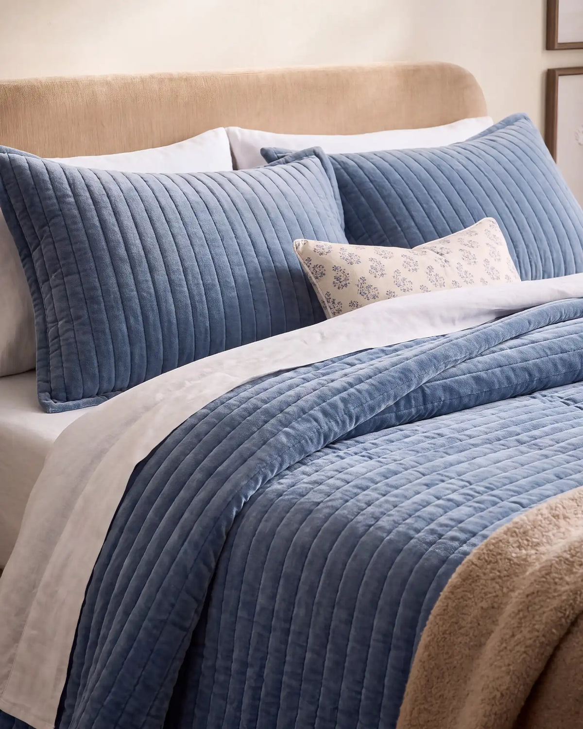 Cotton Velvet Horizontal Channel Quilt Set