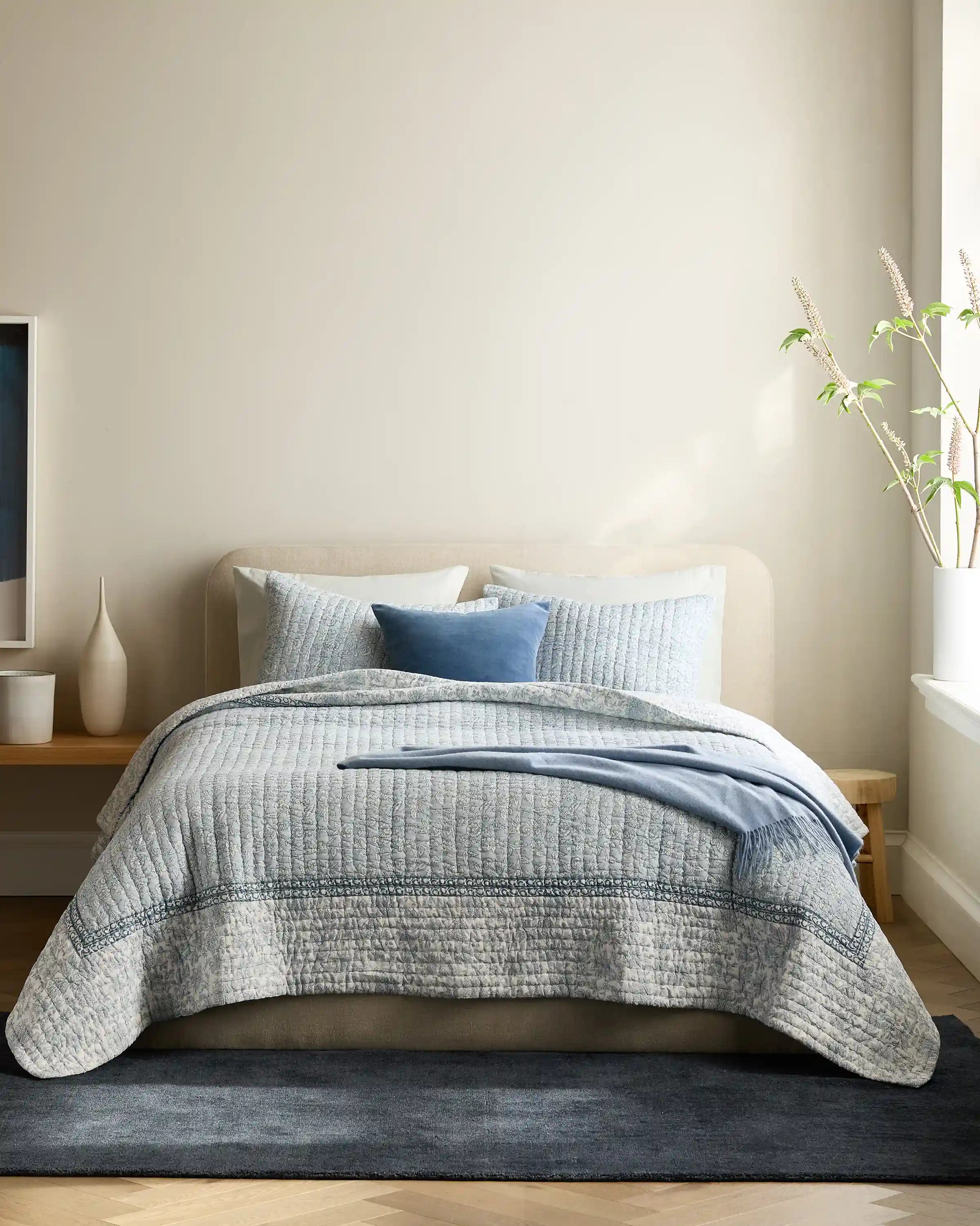 Organic Cotton Block Print Quilted Sham Set