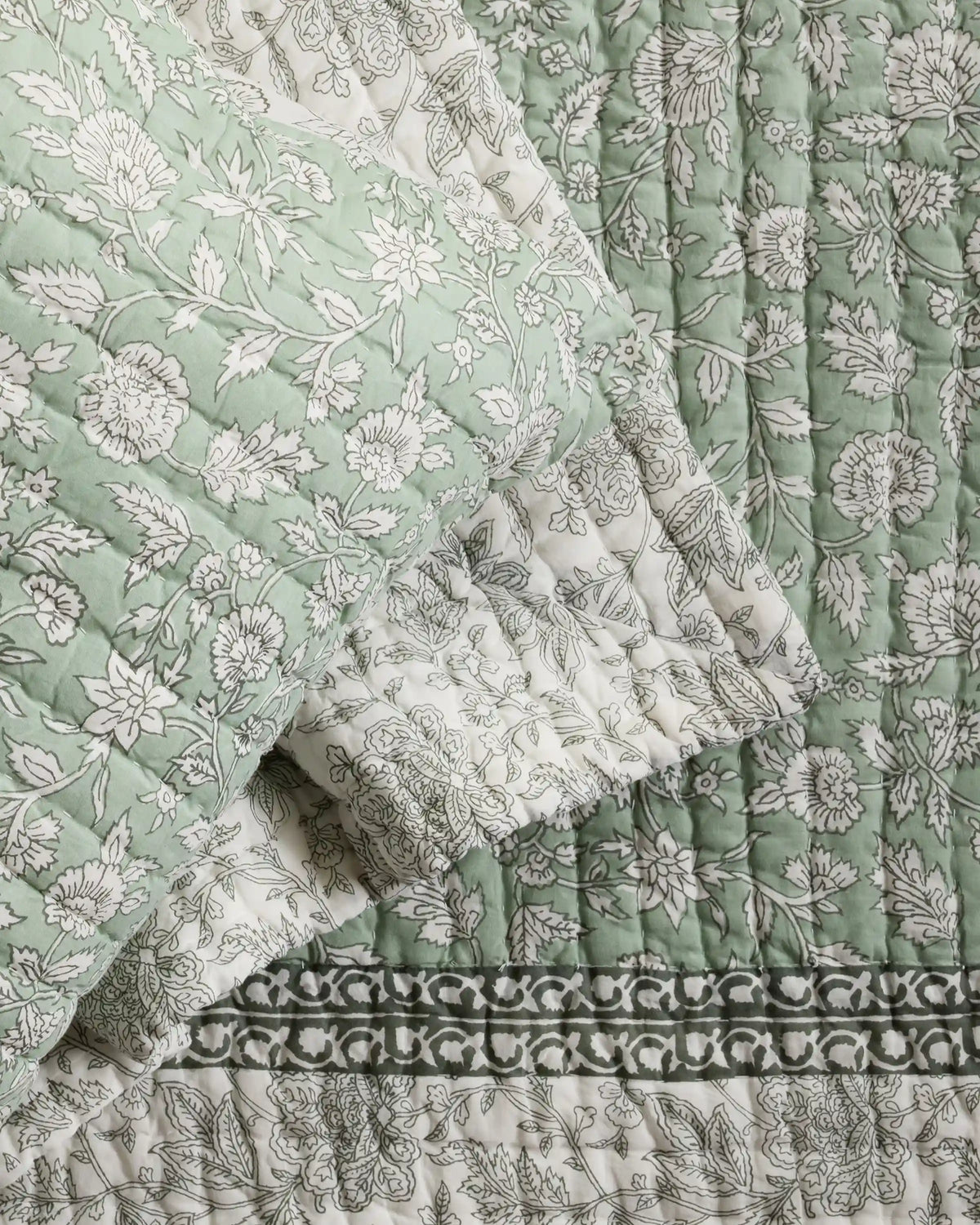 Organic Cotton Block Print Quilted Sham Set