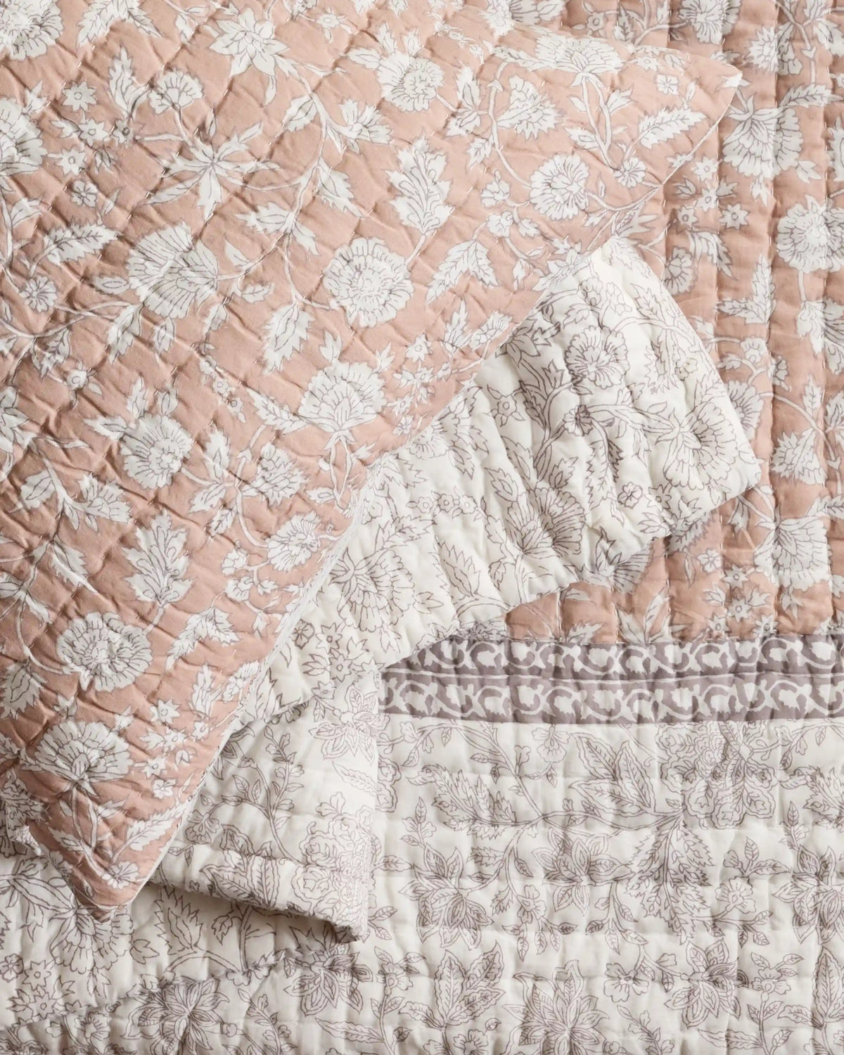 Organic Cotton Block Print Quilted Sham Set
