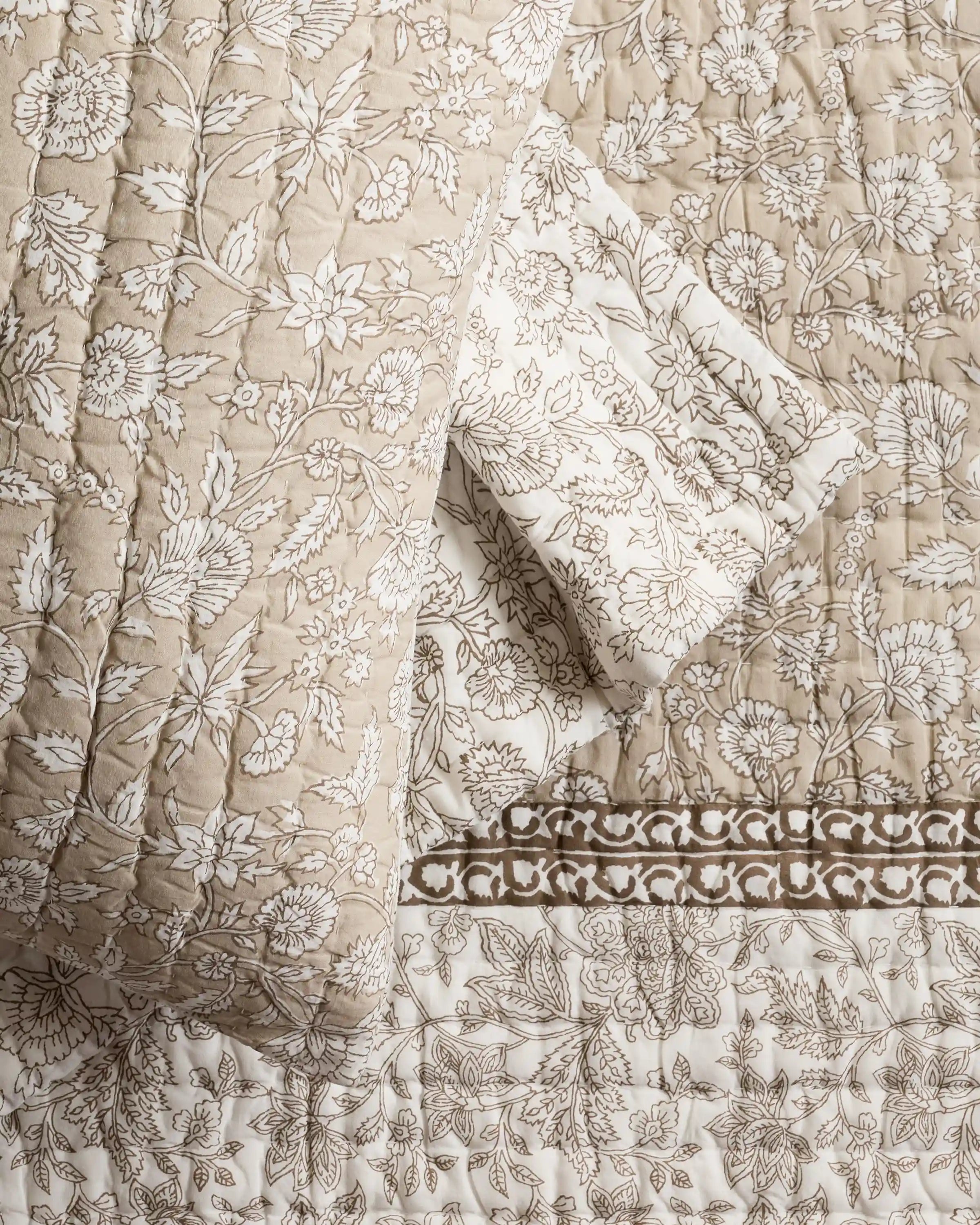 Organic Cotton Block Print Quilted Sham Set