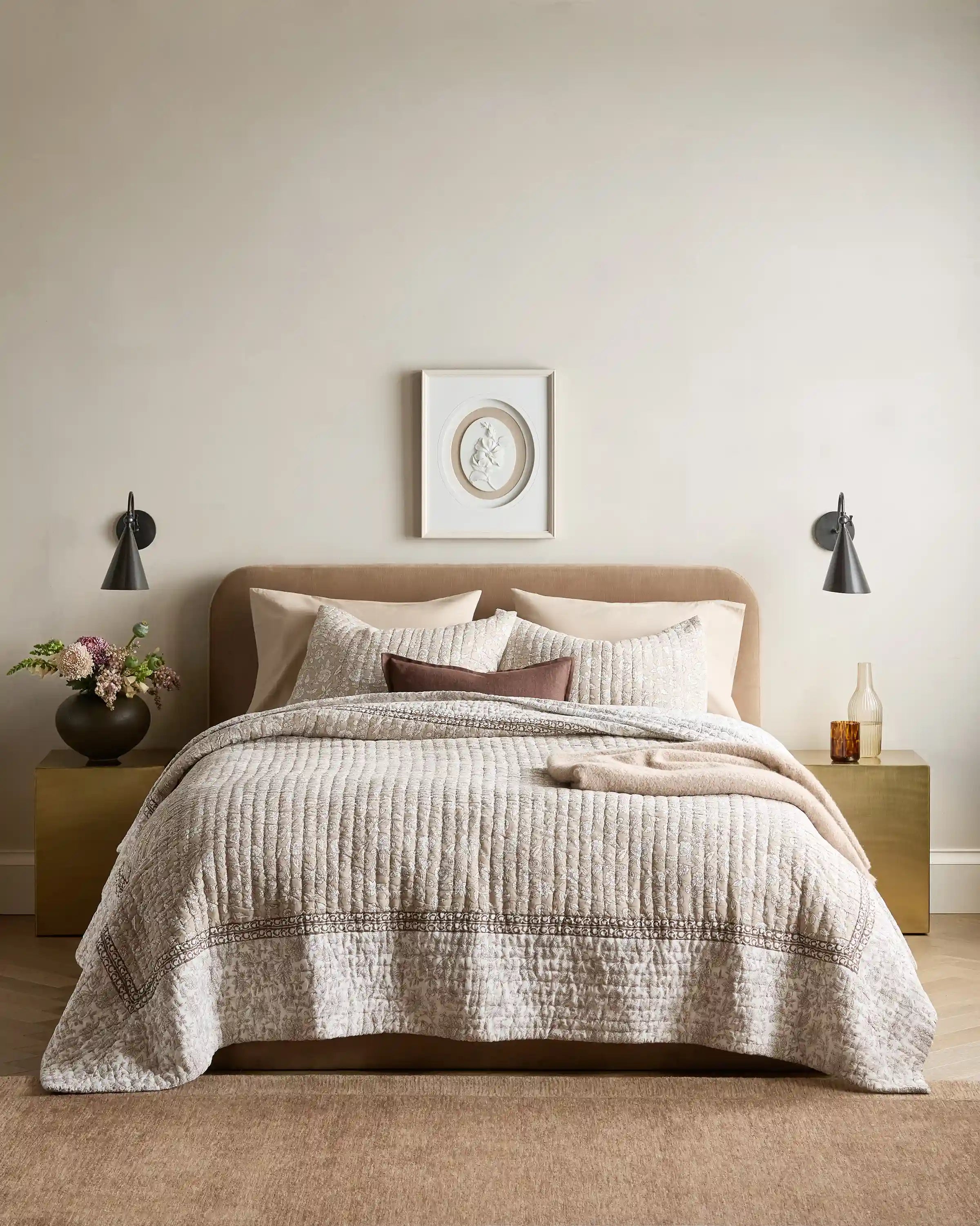 Organic Cotton Block Print Quilted Sham Set