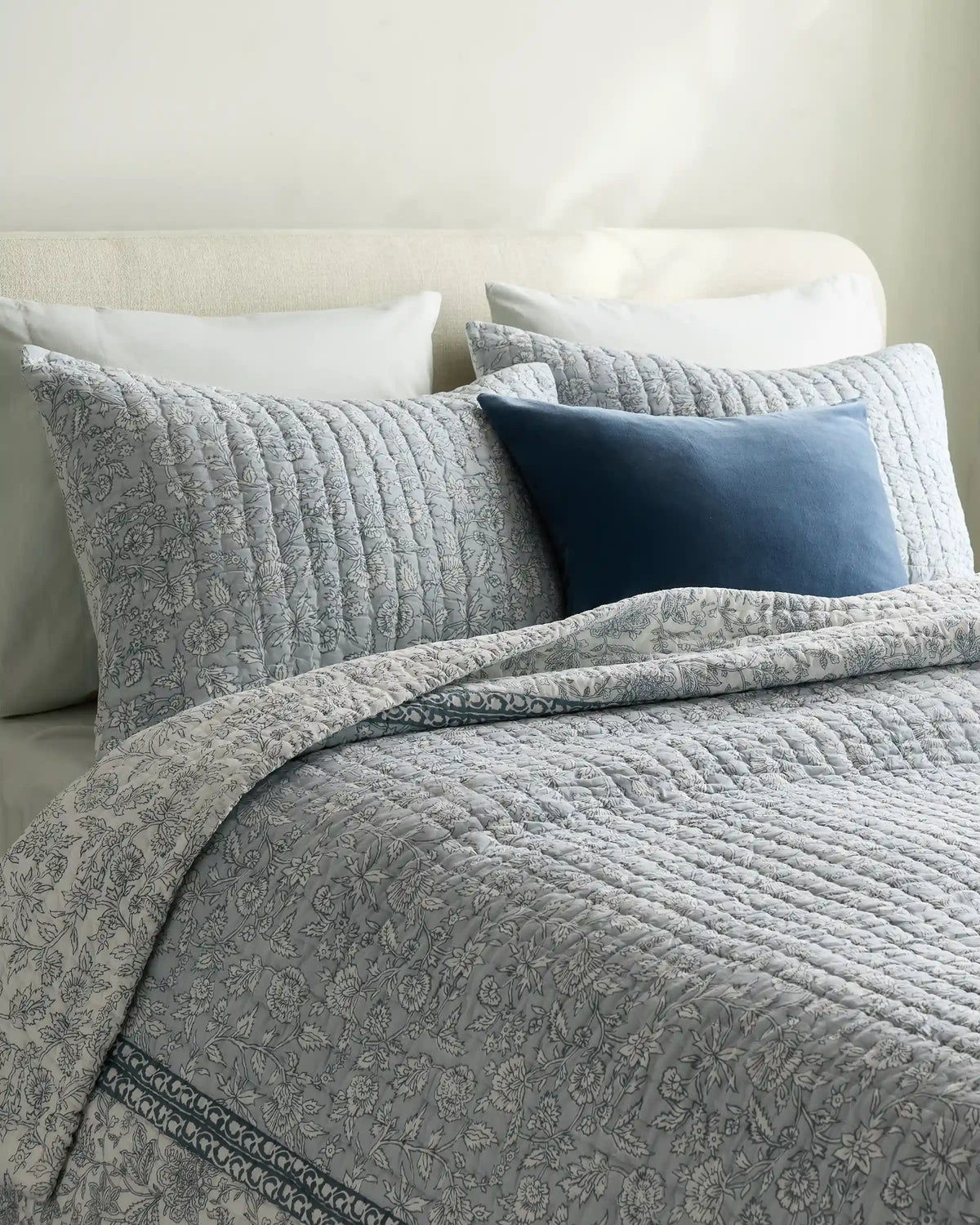 Organic Cotton Block Print Quilted Sham Set