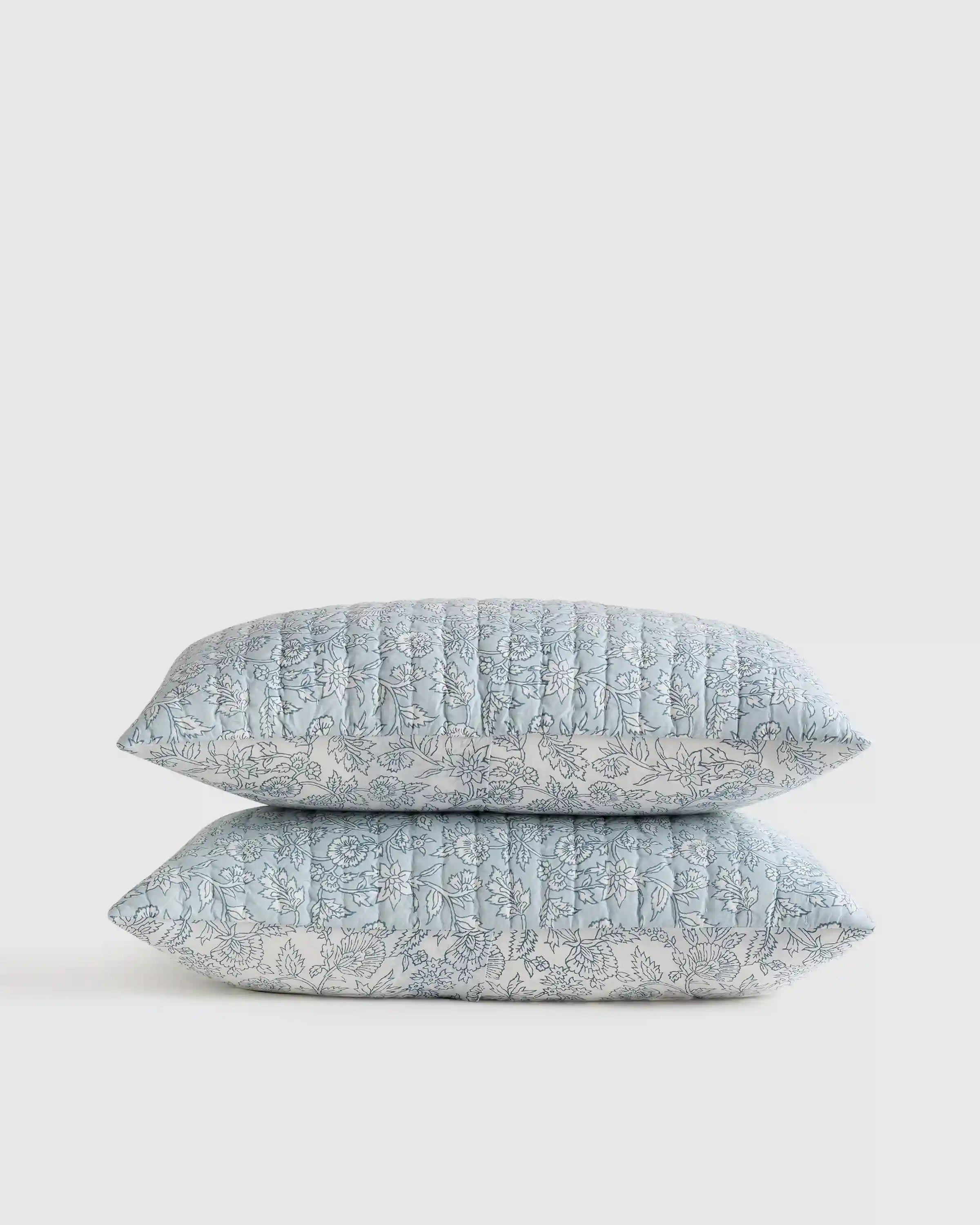 Organic Cotton Block Print Quilted Sham Set