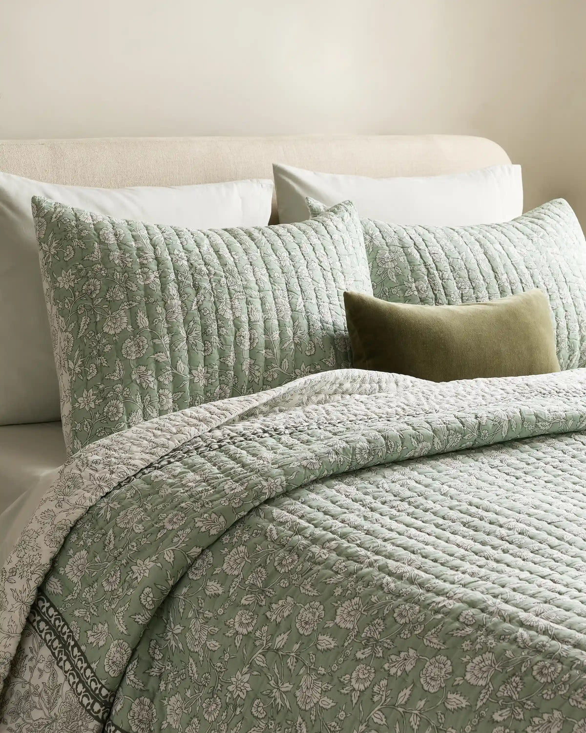 Organic Cotton Block Print Quilted Sham Set
