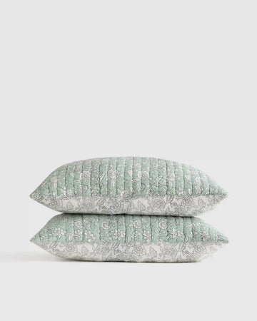 Organic Cotton Block Print Quilted Sham Set