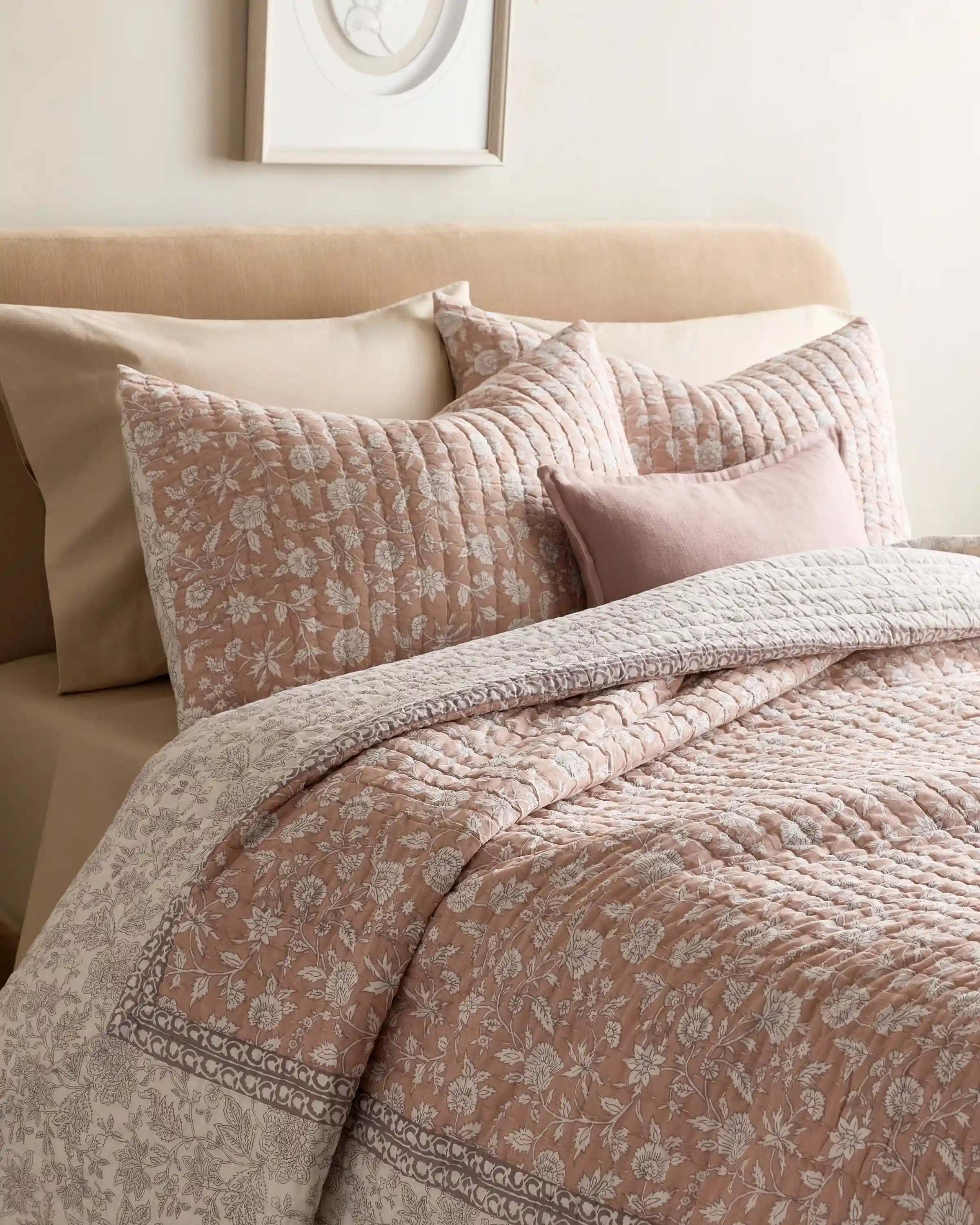 Organic Cotton Block Print Quilted Sham Set