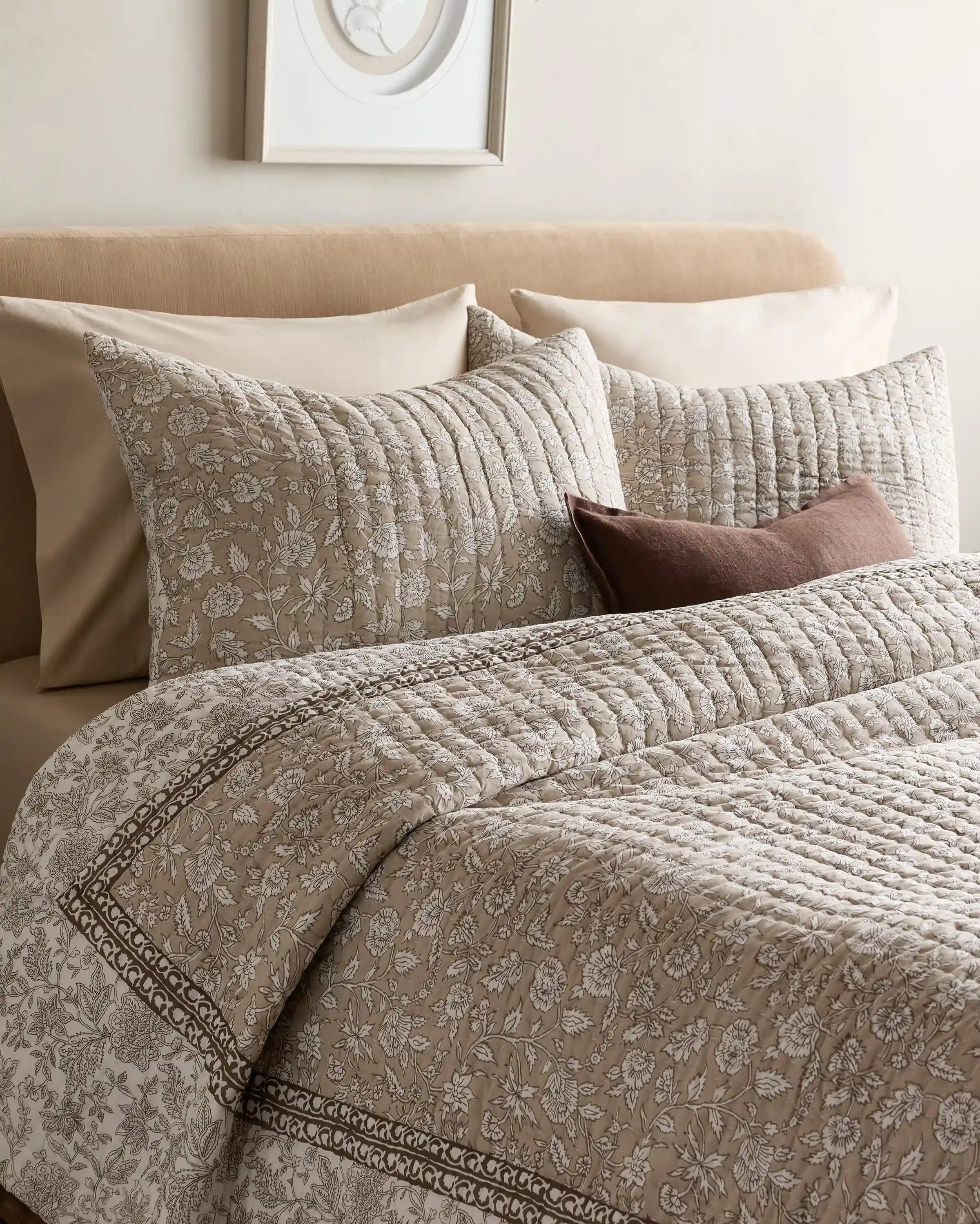 Organic Cotton Block Print Quilted Sham Set