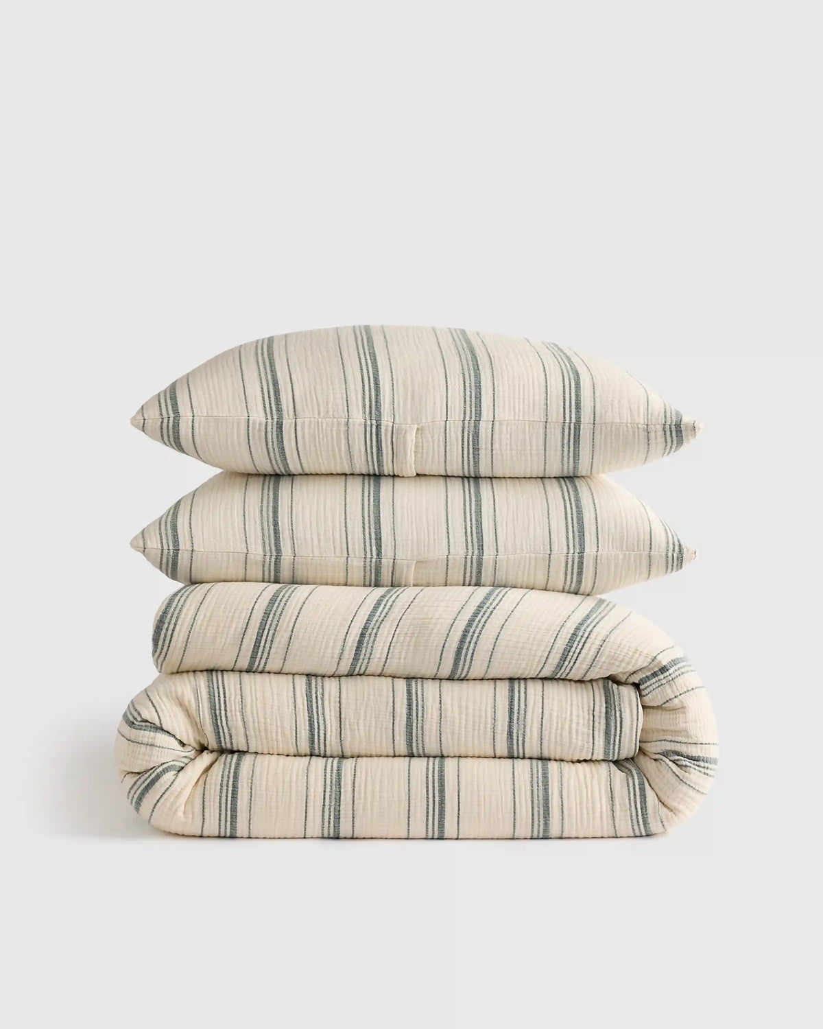 Organic Cotton Gauze Stripe Duvet Cover Set
