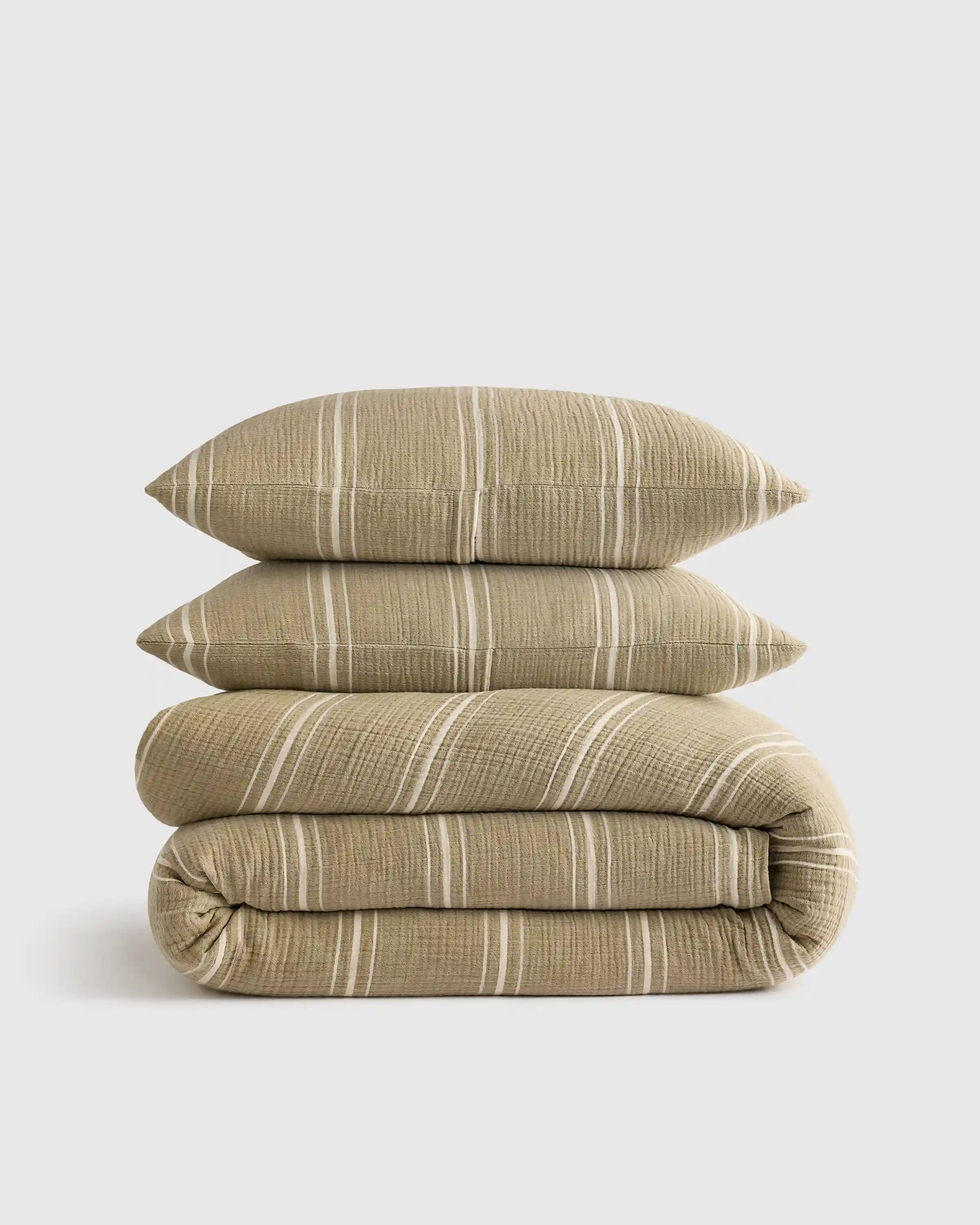 Organic Cotton Gauze Stripe Duvet Cover Set