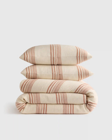 Organic Cotton Gauze Stripe Duvet Cover Set