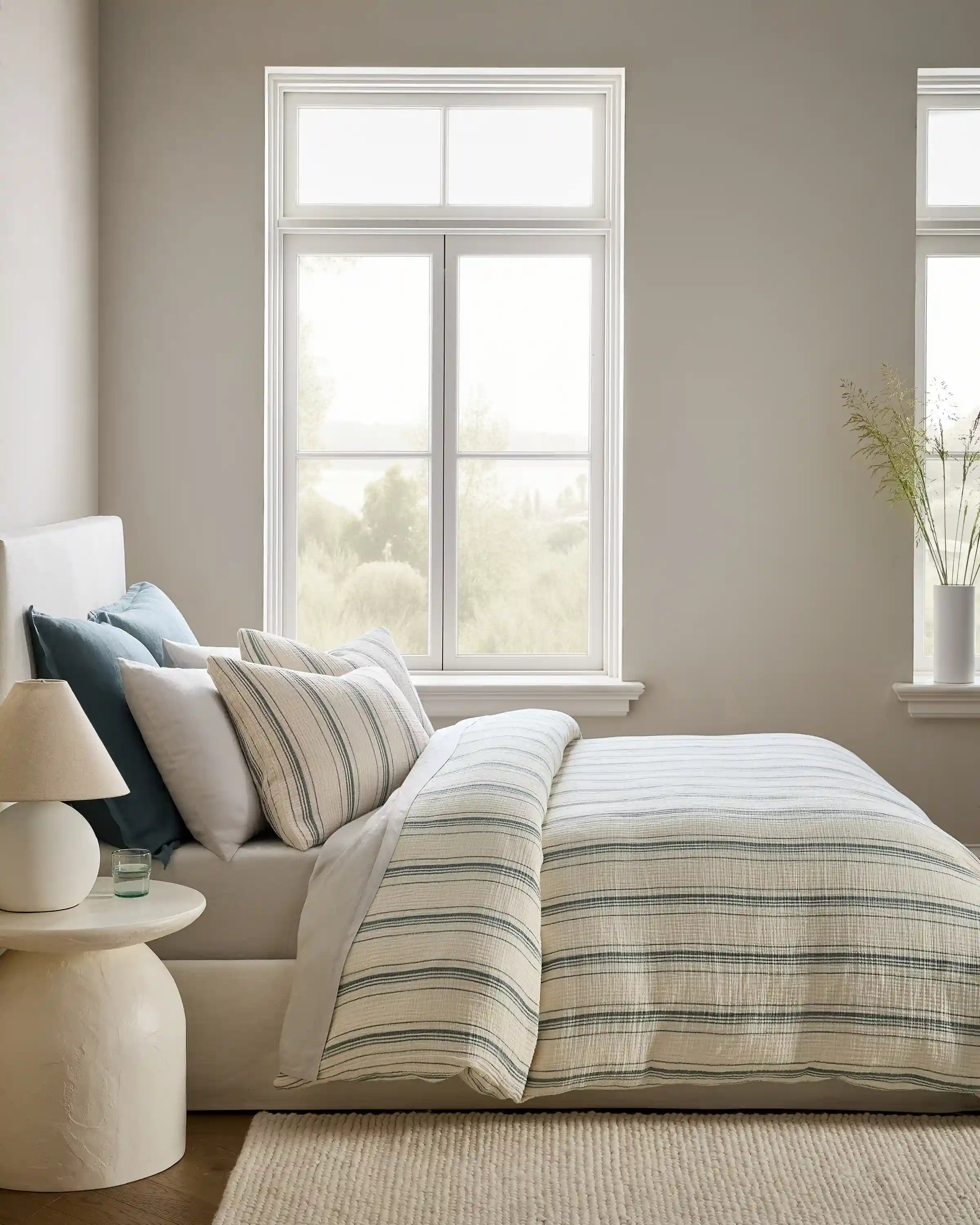 Organic Cotton Gauze Stripe Duvet Cover Set
