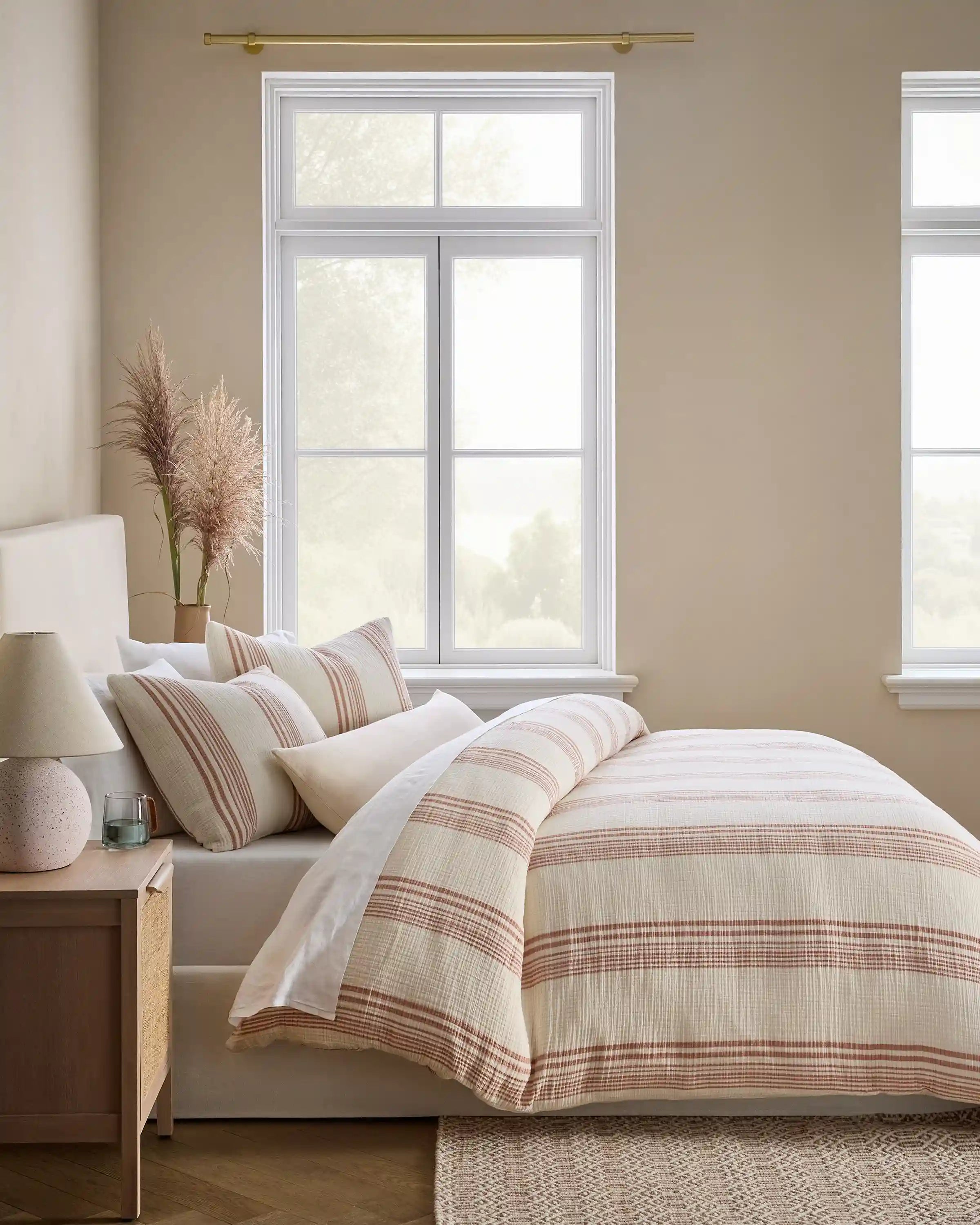 Organic Cotton Gauze Stripe Duvet Cover Set