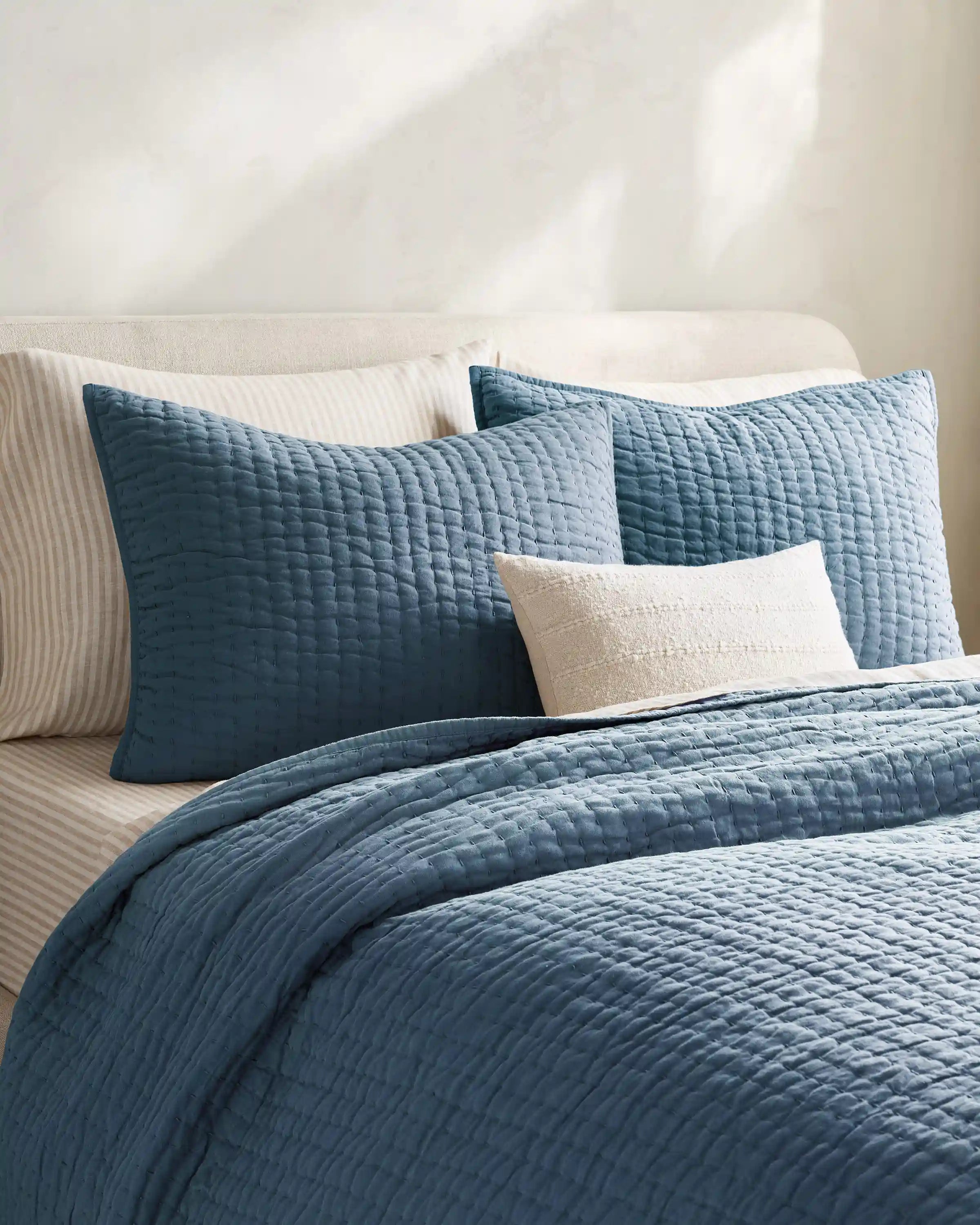 European Linen Cotton Stitch Sham Set