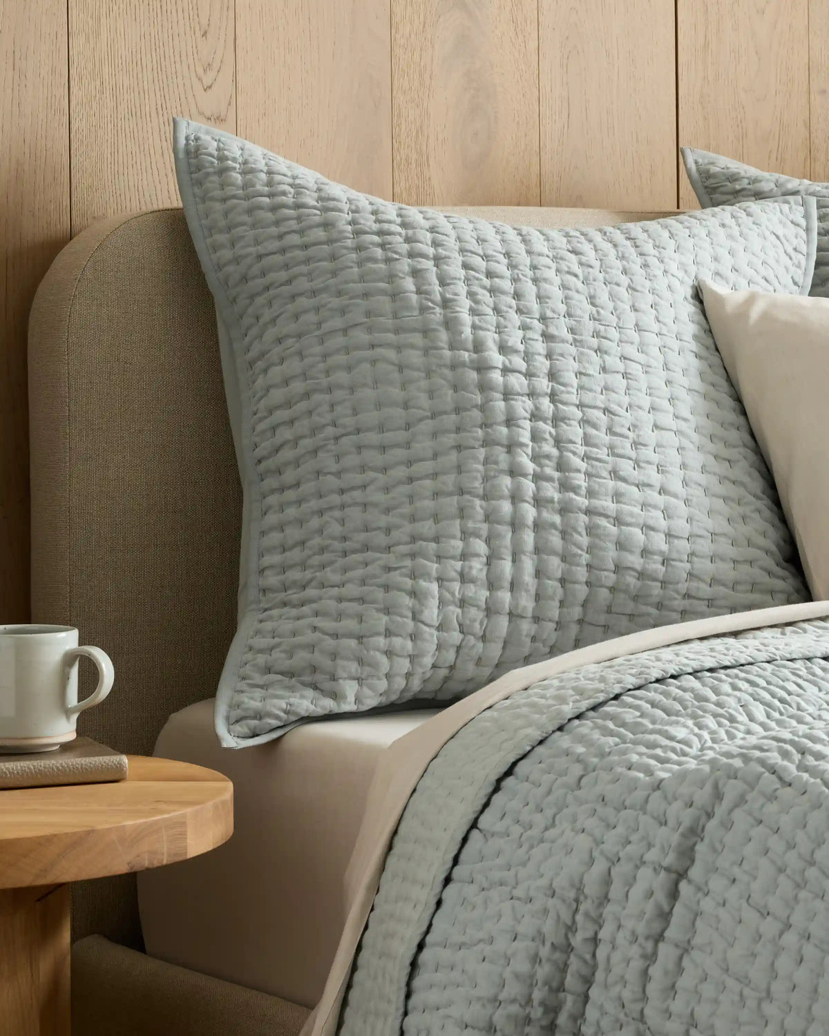 European Linen Cotton Stitch Quilted Euro Sham