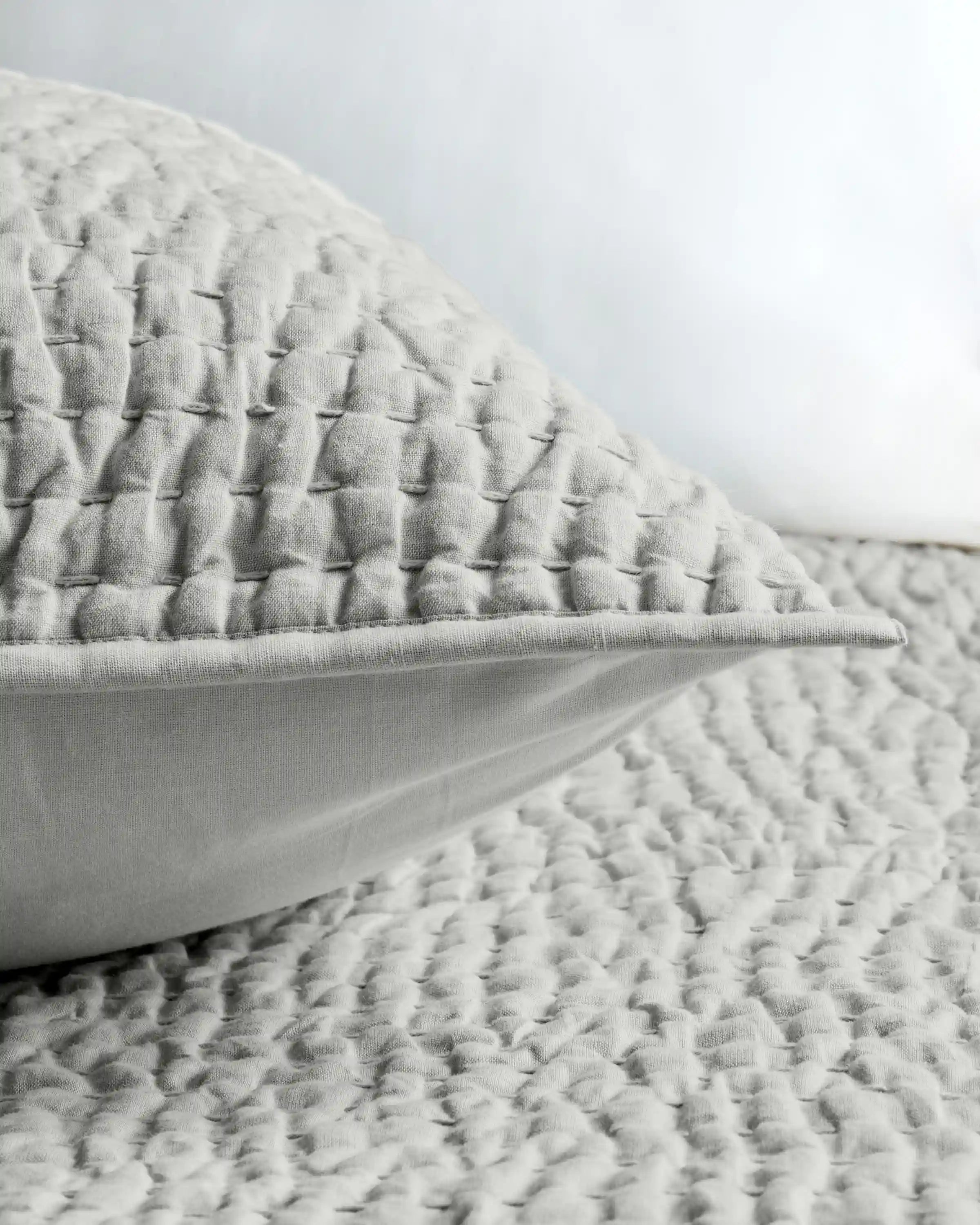 European Linen Cotton Stitch Quilted Euro Sham